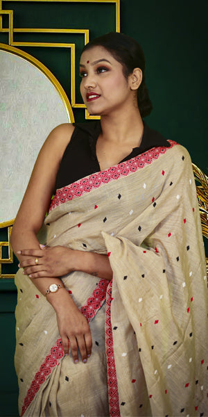 HANDWOVEN ASSAM GI MUGA SILK SAREE MSS06