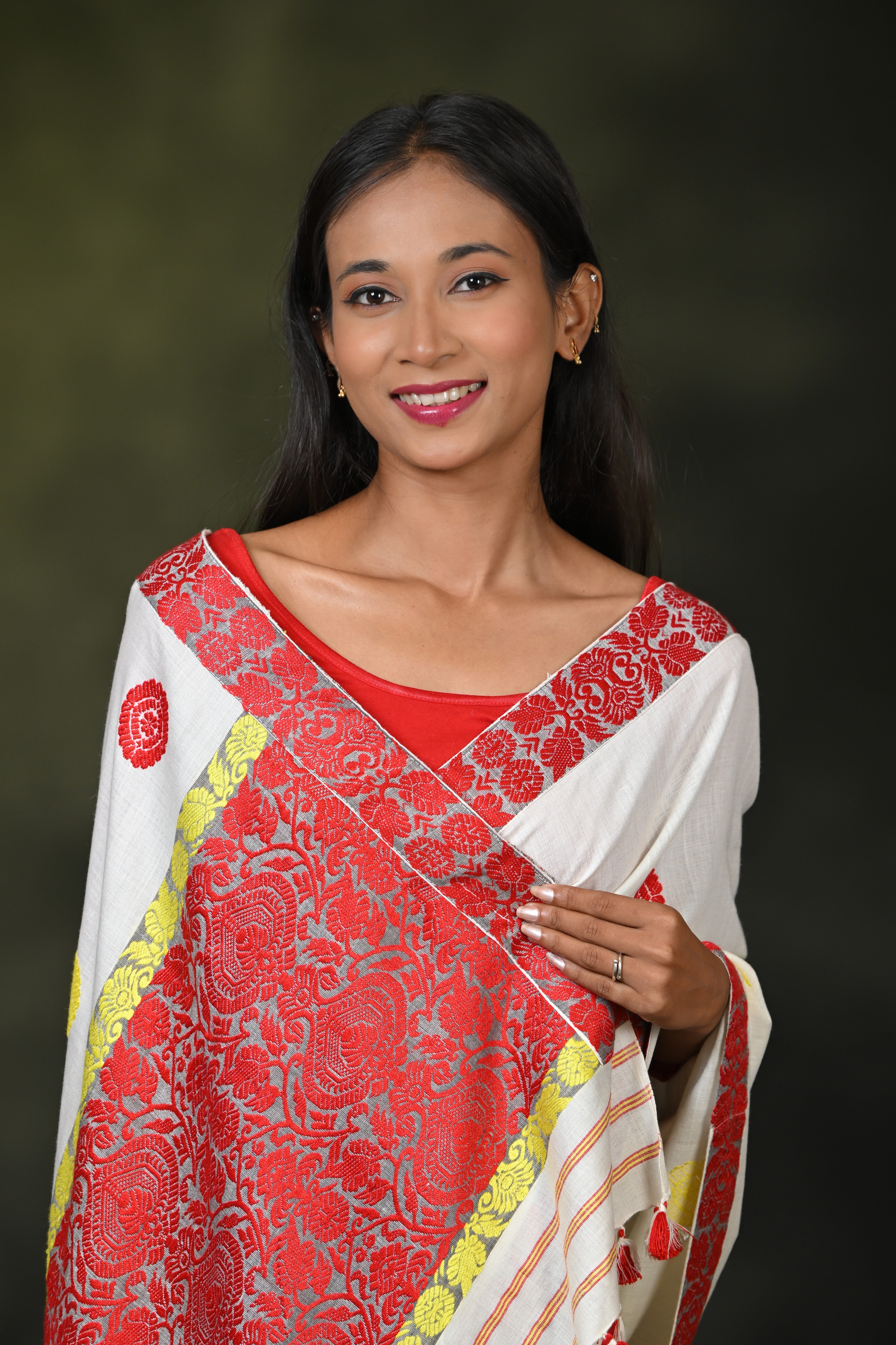 HANDWOVEN ASSAM AHIMSA (ERI) SILK MEKHLA CHADOR ESMC6596
