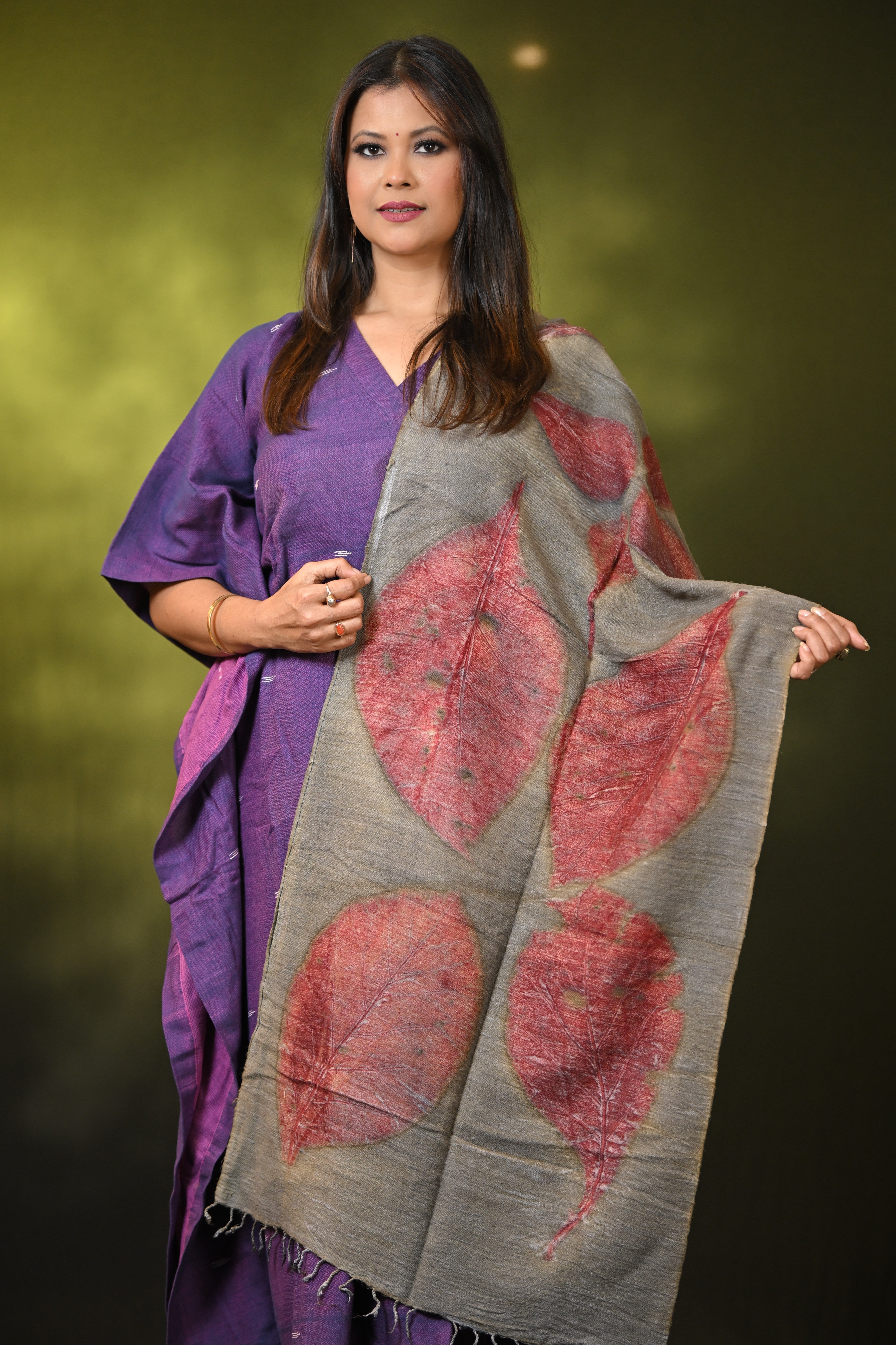 HANDWOVEN ASSAM NATURAL DYE ERI SILK STOLE ESST7757