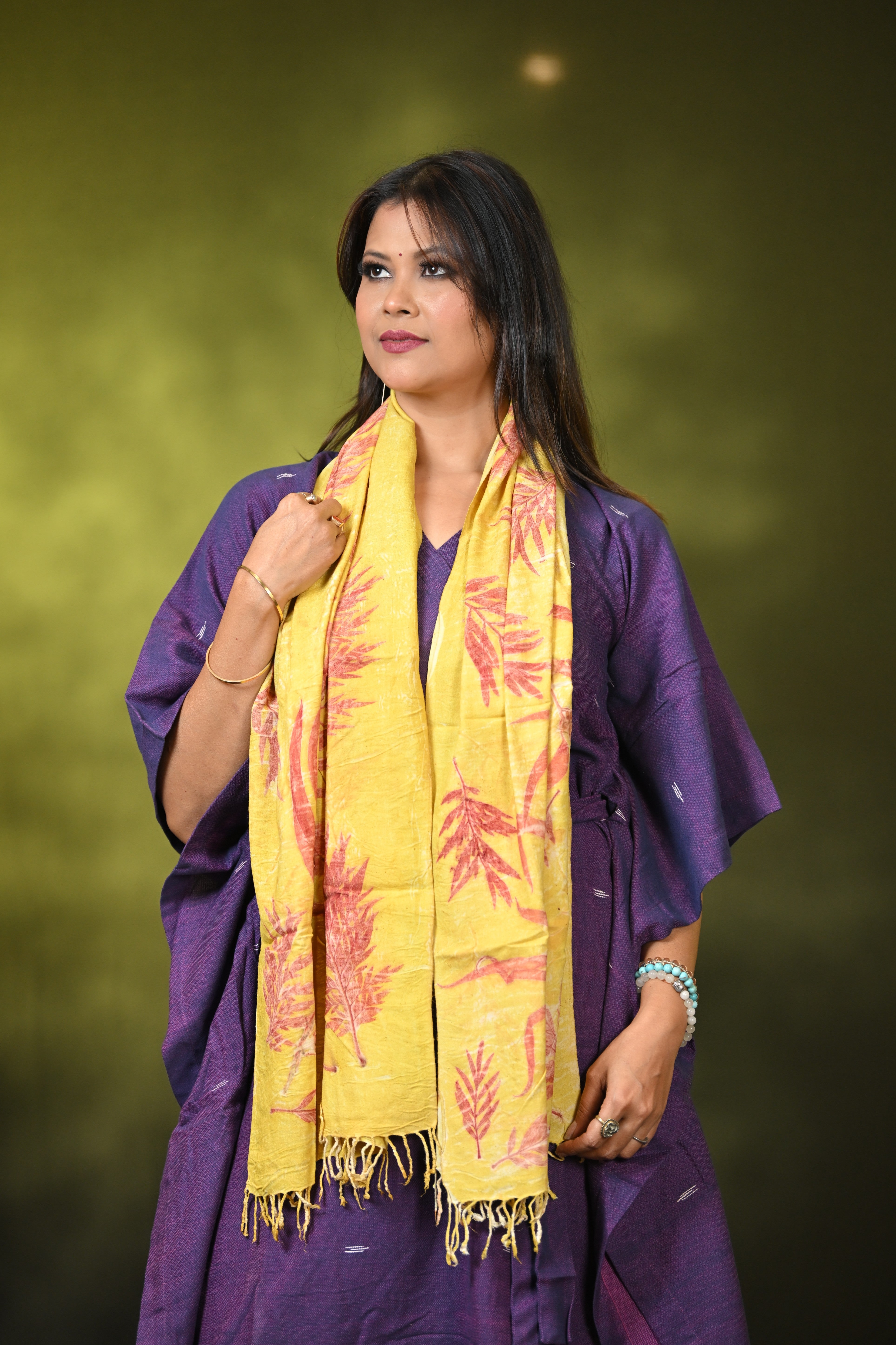 HANDWOVEN ASSAM NATURAL DYE ERI SILK STOLE ESST7756