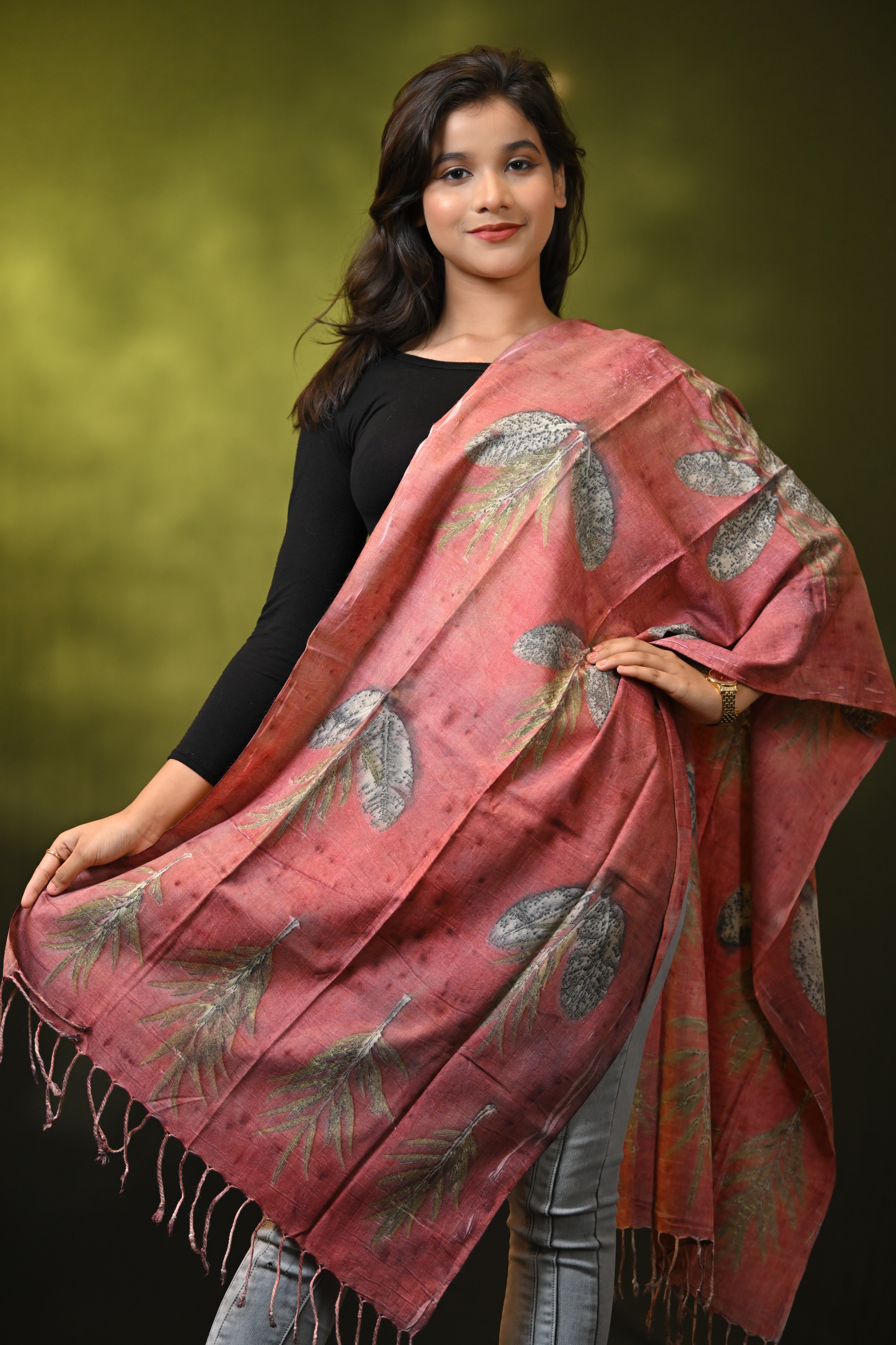 HANDWOVEN ASSAM NATURAL DYE ERI SILK STOLE ESST7752