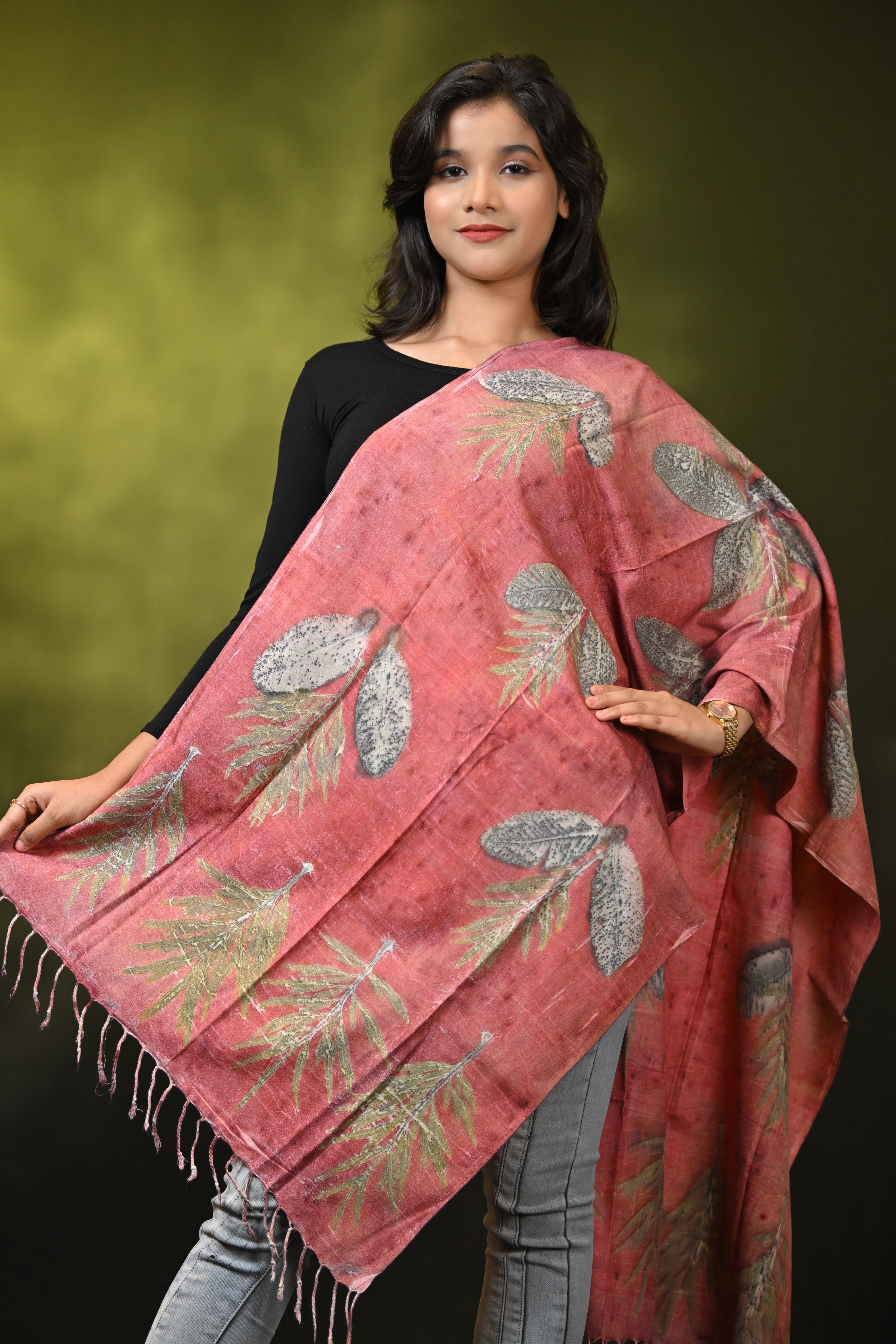 HANDWOVEN ASSAM NATURAL DYE ERI SILK STOLE ESST7752