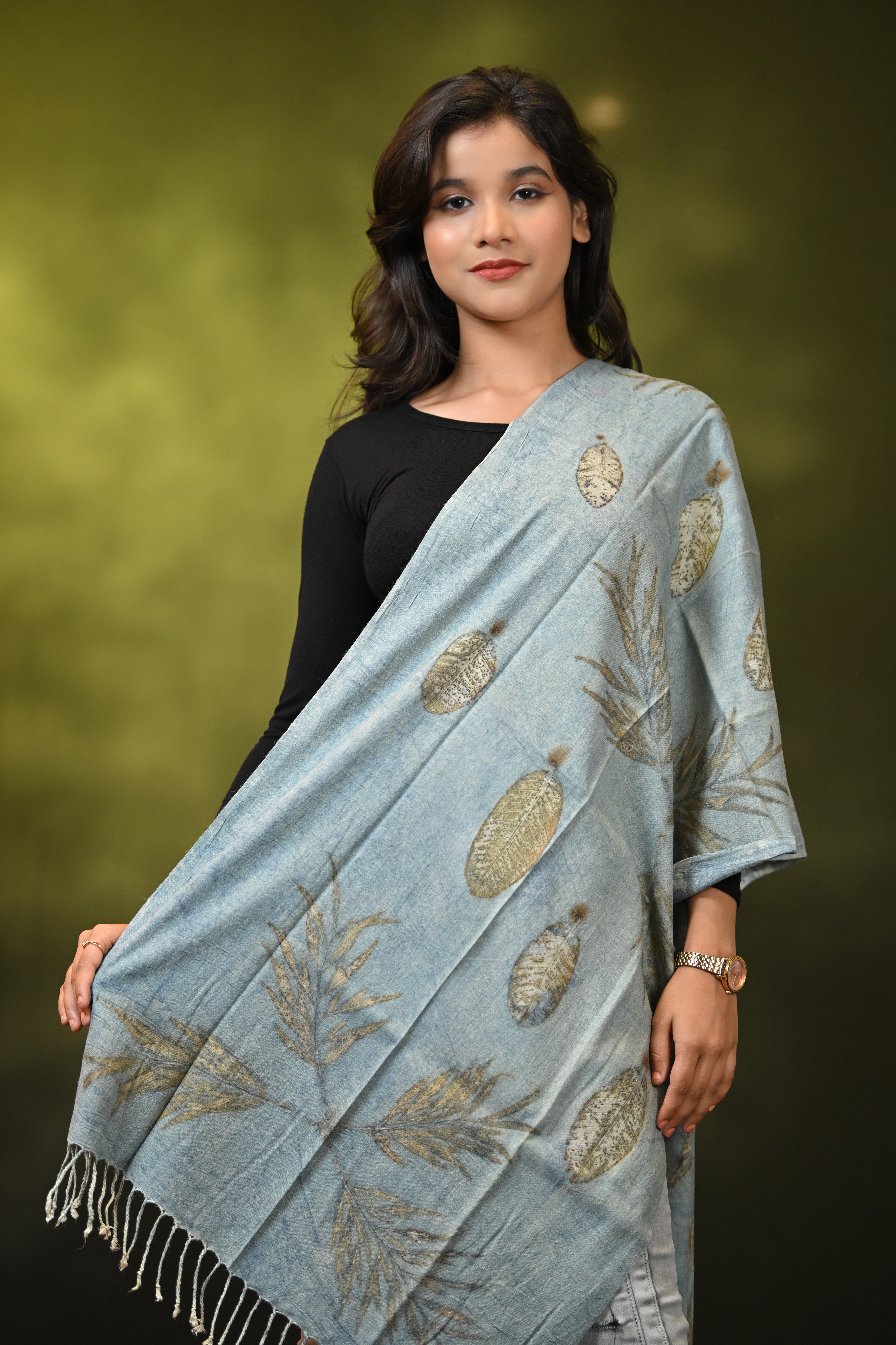 HANDWOVEN ASSAM NATURAL DYE ERI SILK STOLE ESST7753