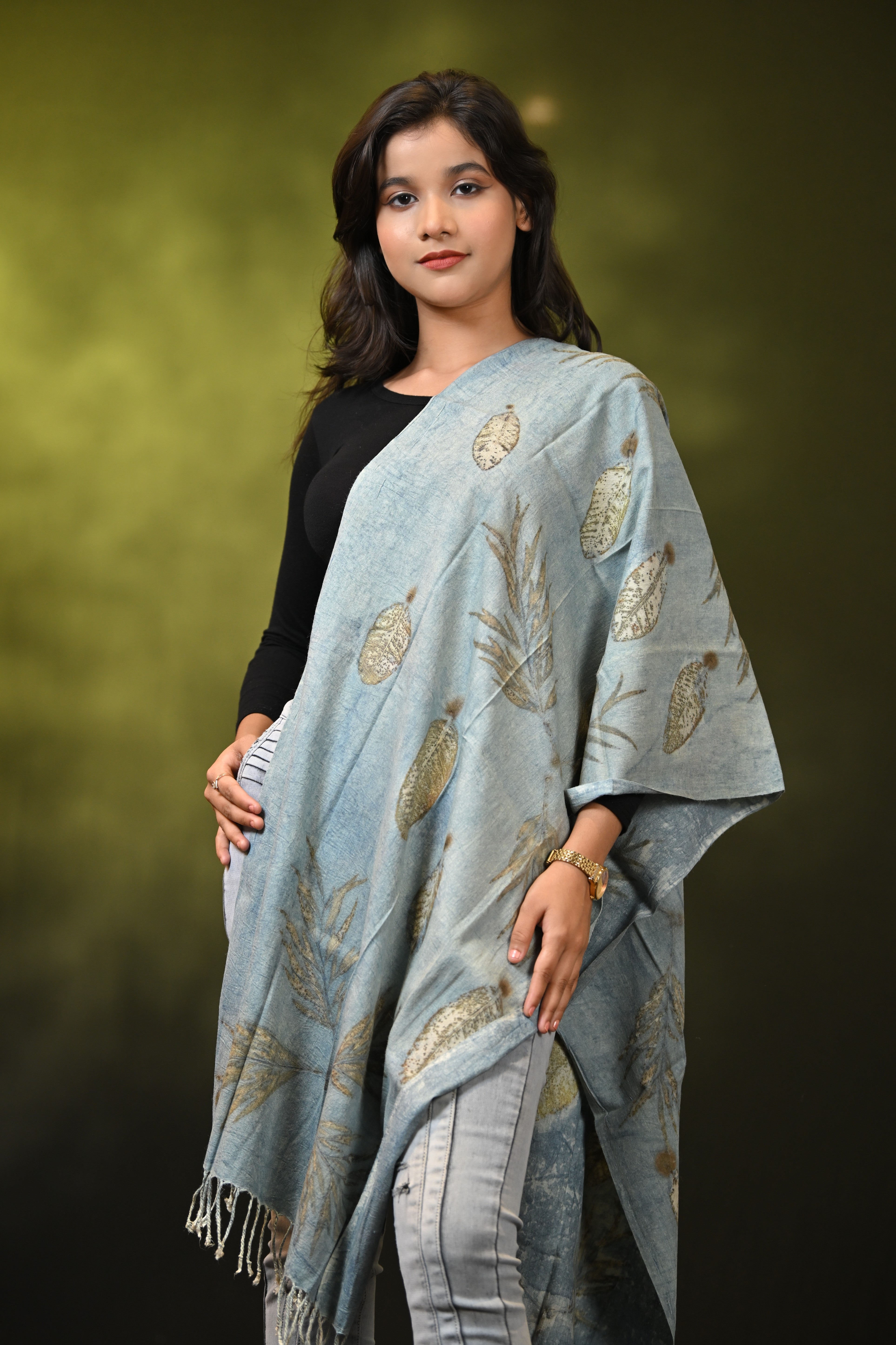 HANDWOVEN ASSAM NATURAL DYE ERI SILK STOLE ESST7753
