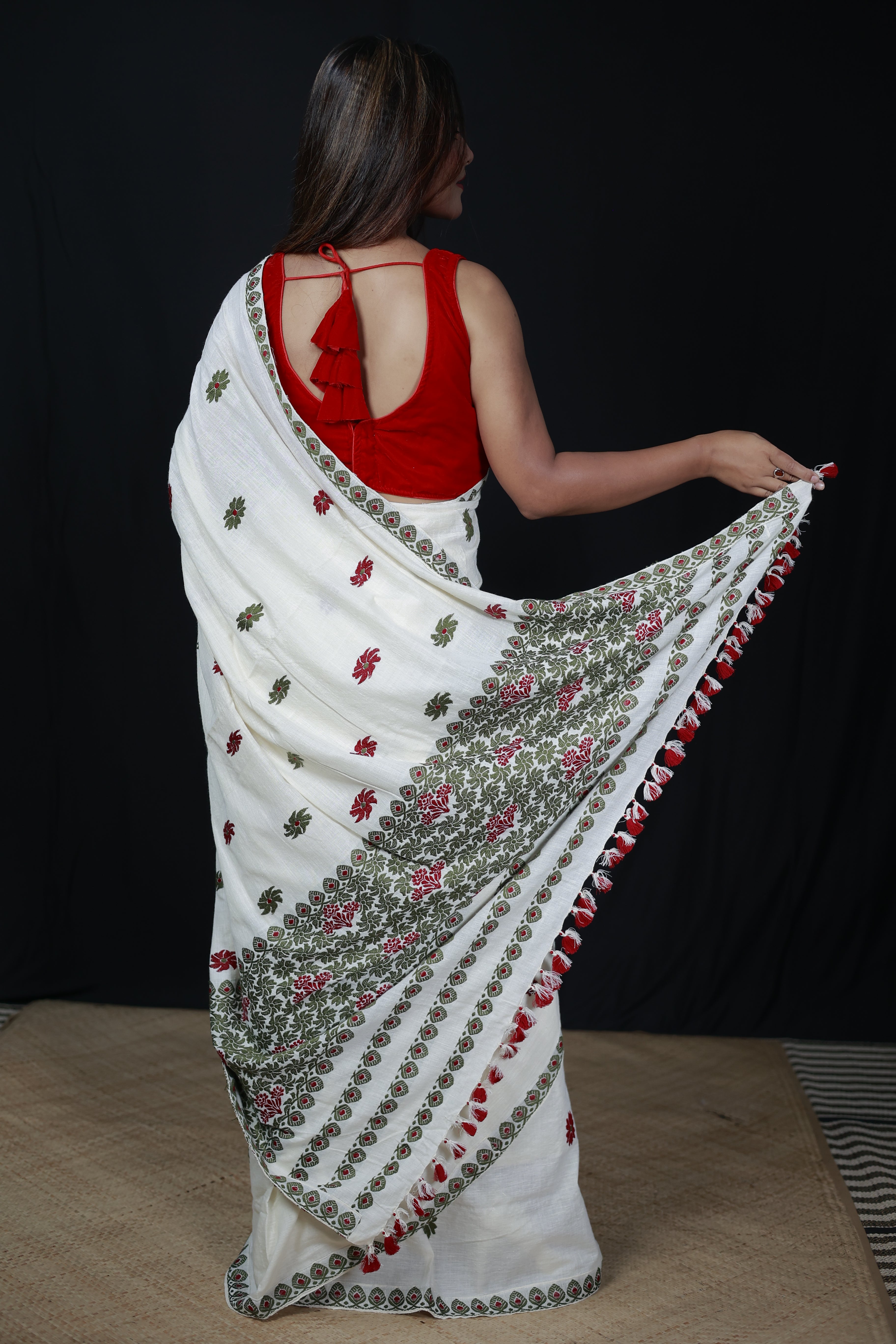 HANDWOVEN NATURAL DYE ASSAM AHIMSA (ERI) SILK SAREE ESS19