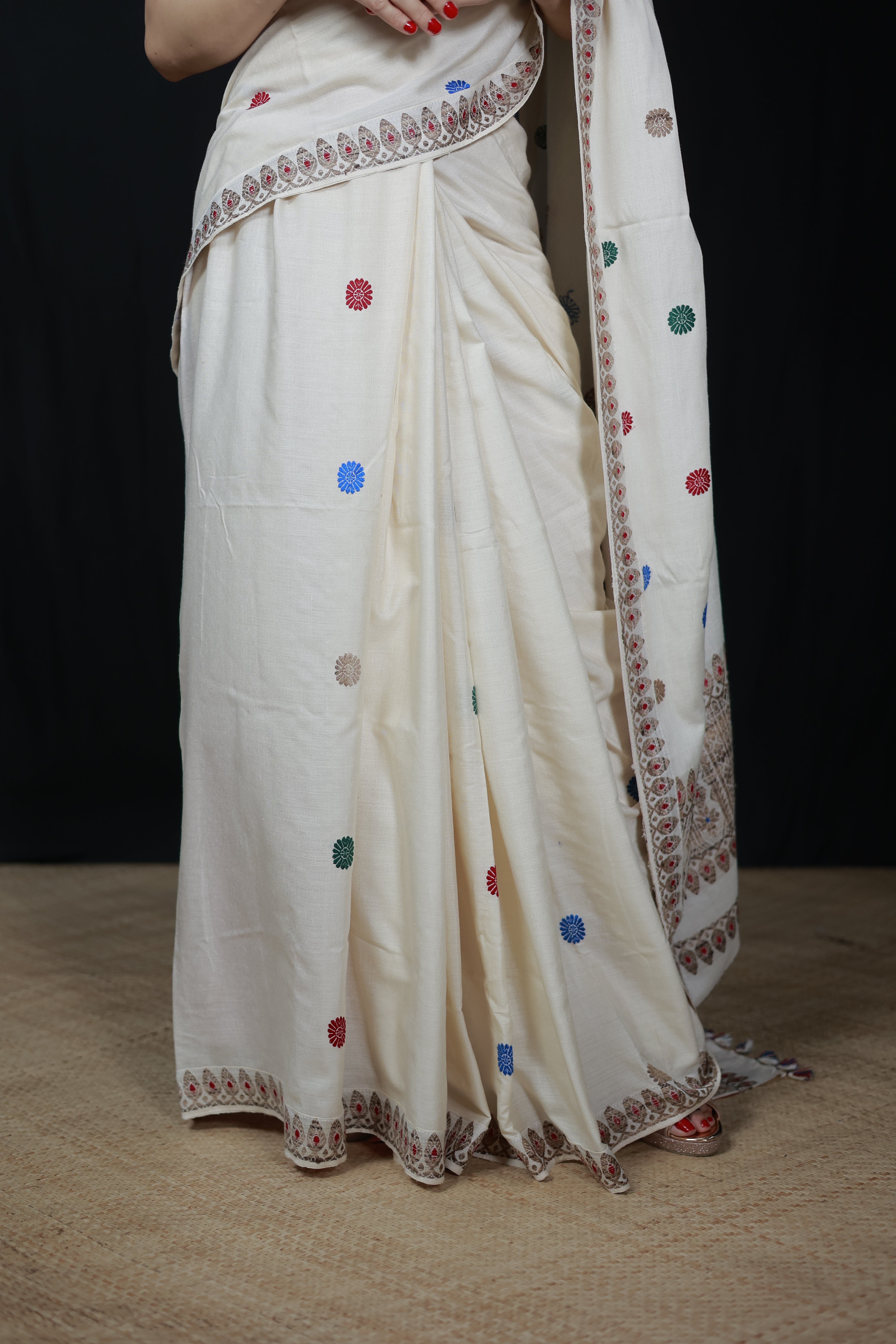 HANDWOVEN NATURAL DYE ASSAM AHIMSA (ERI) SILK SAREE ESS16