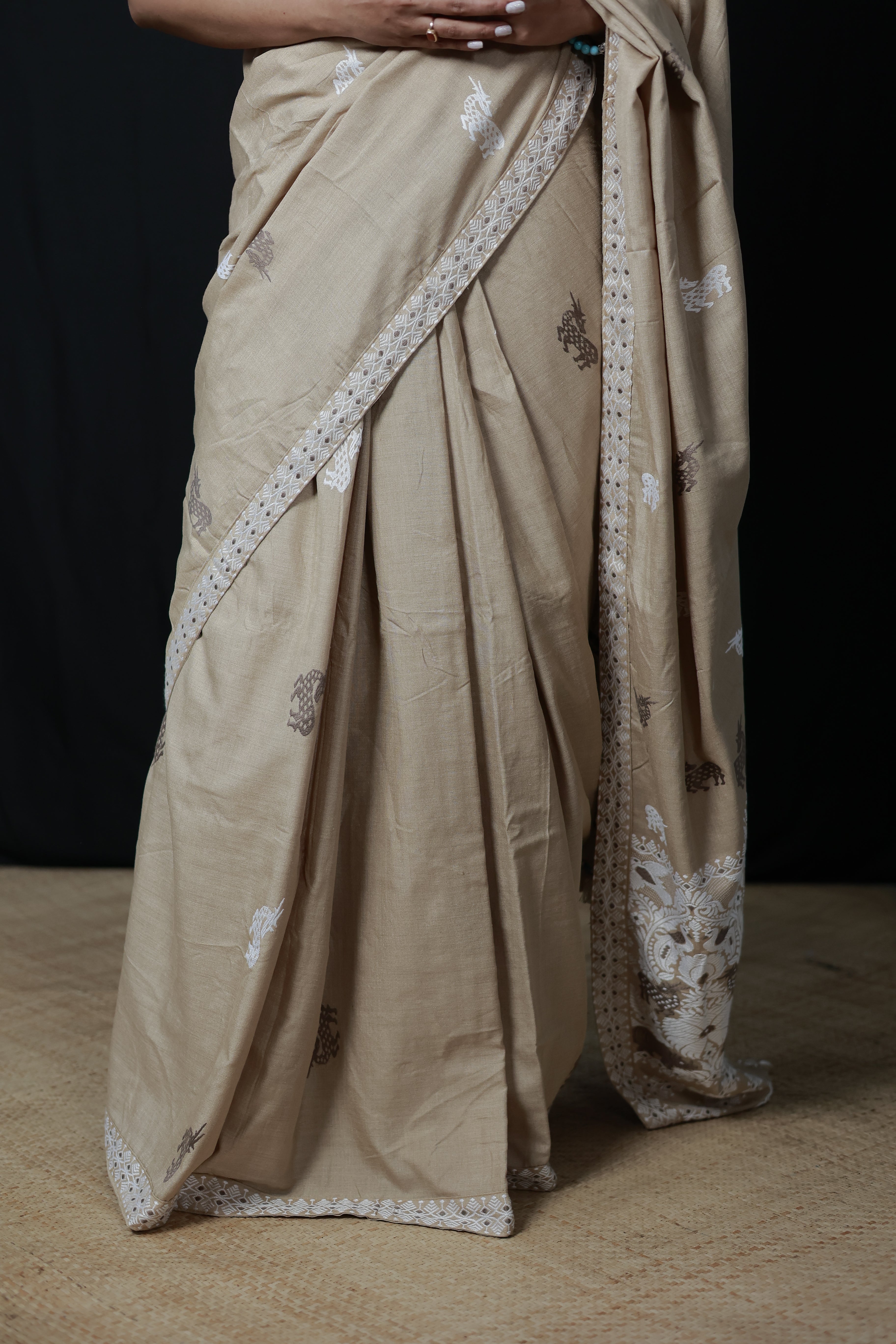 HANDWOVEN ASSAM GI MUGA SILK SAREE MSS08