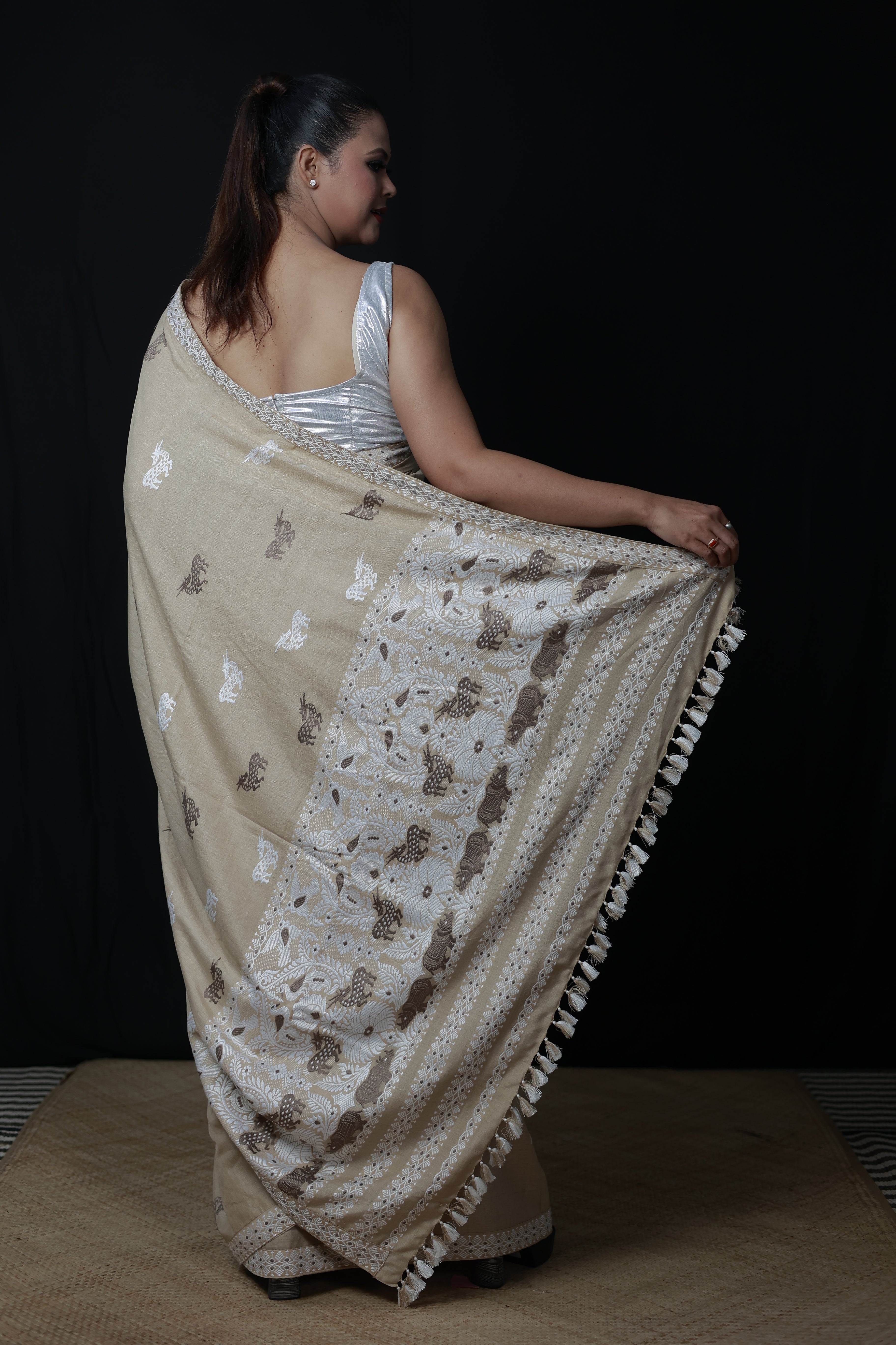 HANDWOVEN ASSAM GI MUGA SILK SAREE MSS08