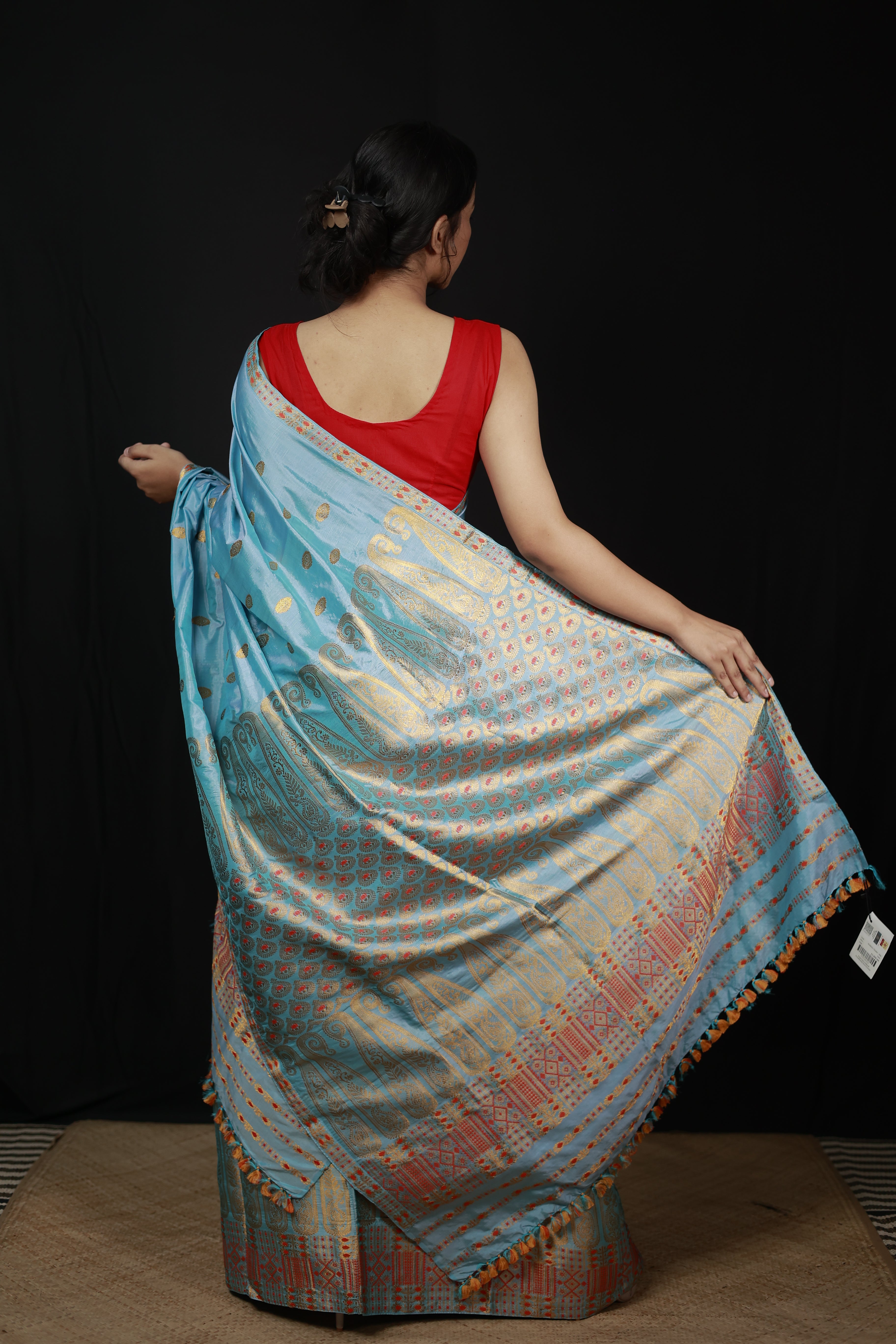 HANDWOVEN ASSAM PAT SILK MEKHALA CHADOR ASMC12