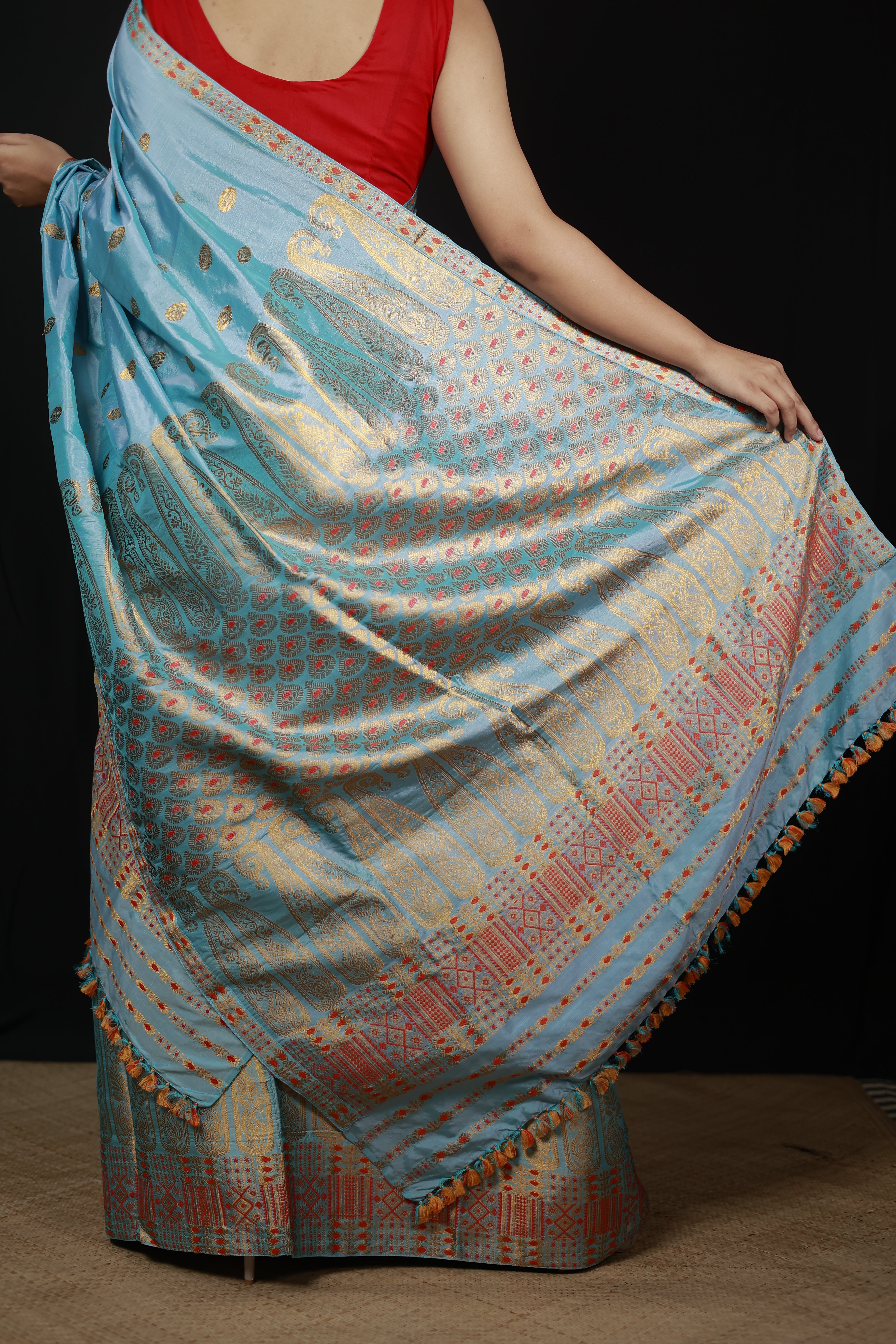 HANDWOVEN ASSAM PAT SILK MEKHALA CHADOR ASMC12