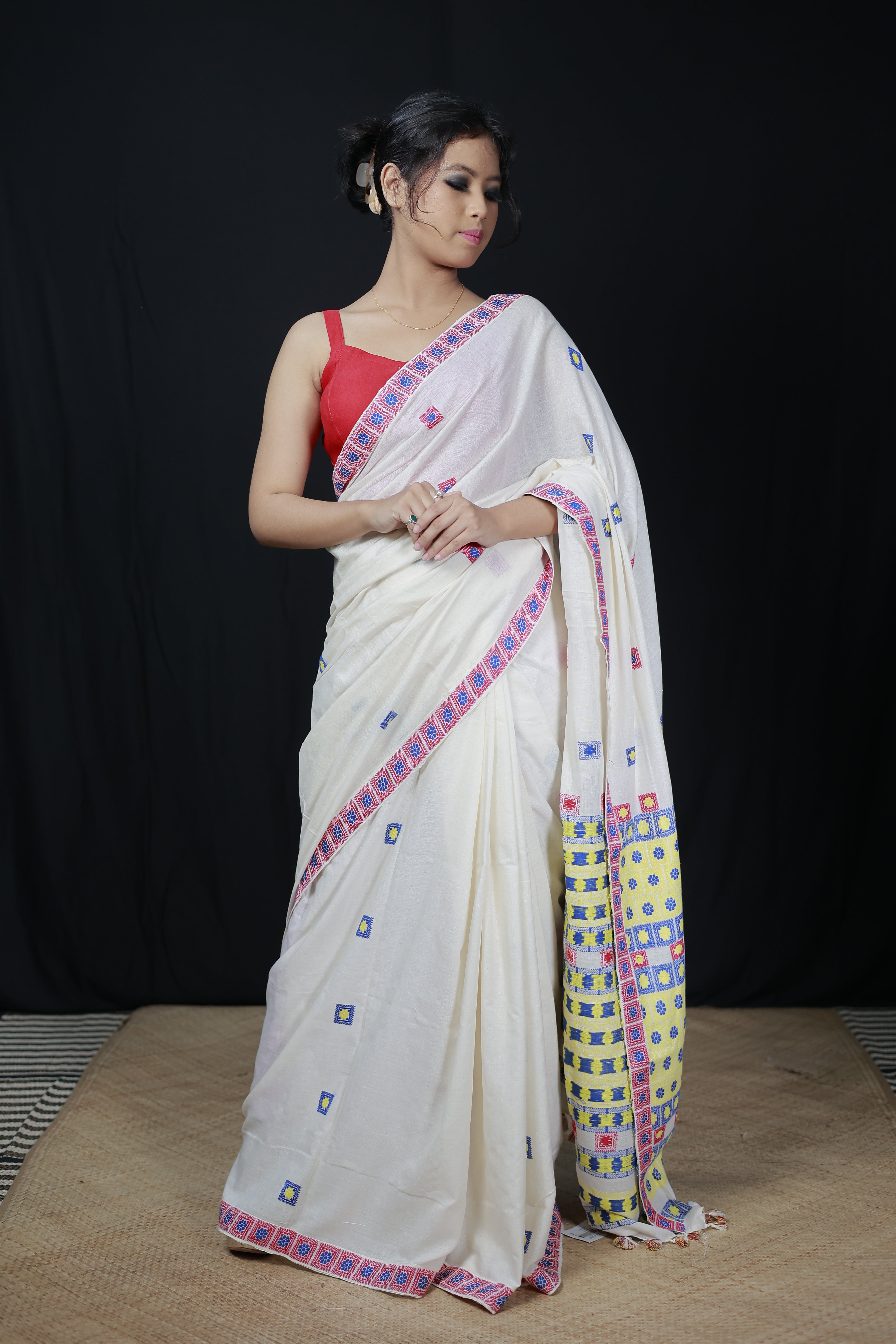 HANDWOVEN NATURAL DYE ASSAM AHIMSA (ERI) SILK SAREE ESS03