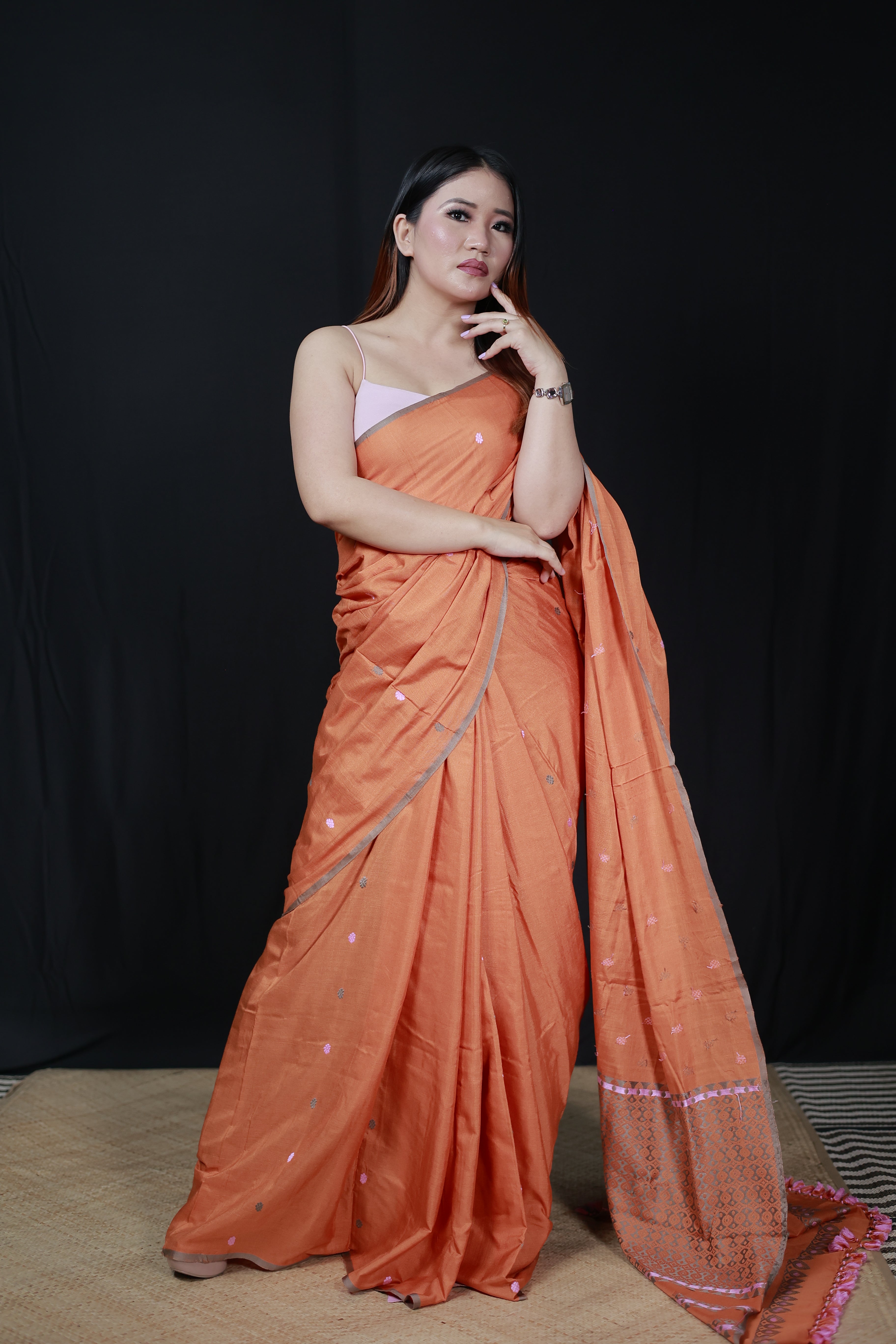 HANDWOVEN NATURAL DYE ASSAM AHIMSA (ERI) SILK SAREE ESS09