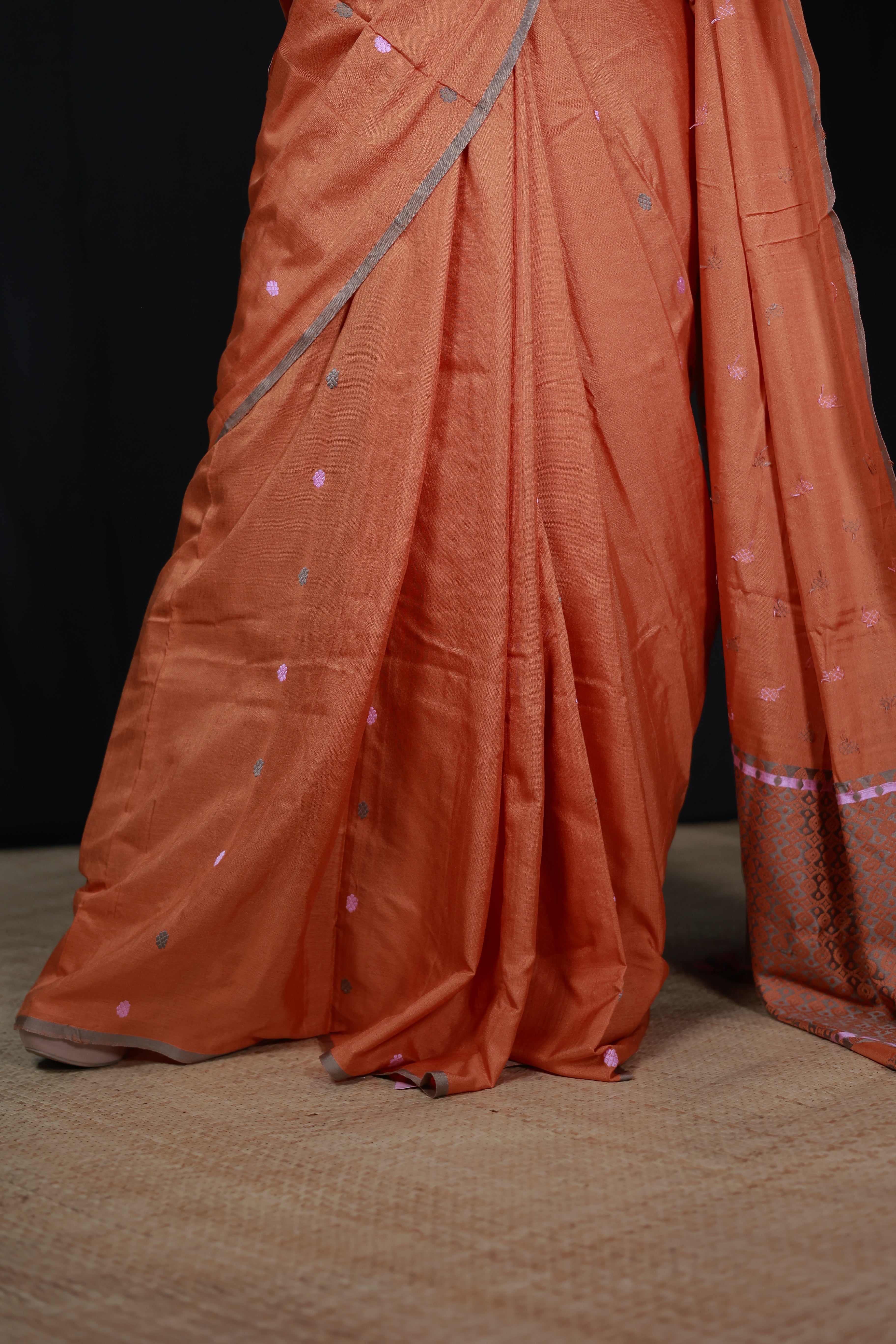 HANDWOVEN NATURAL DYE ASSAM AHIMSA (ERI) SILK SAREE ESS09