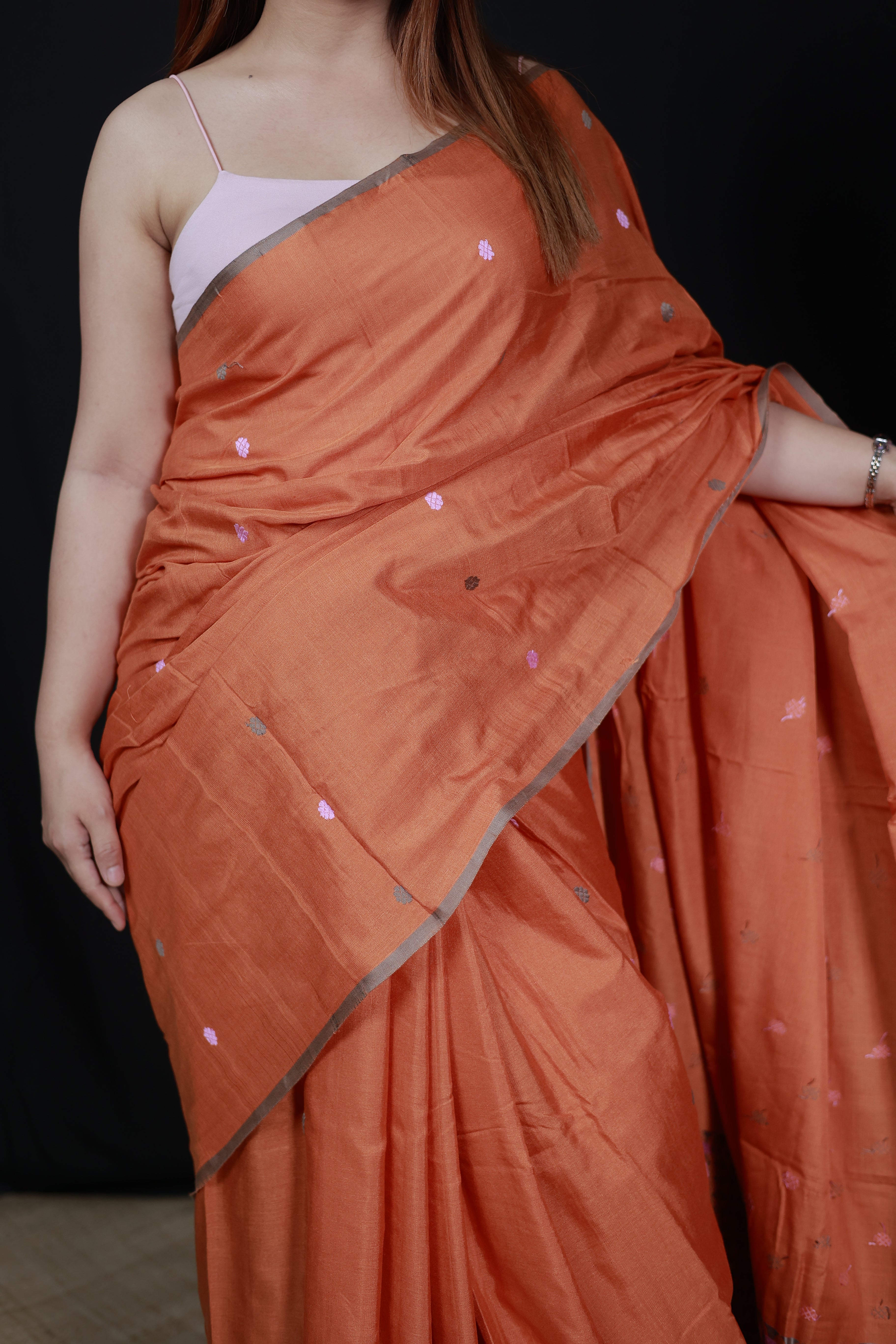 HANDWOVEN NATURAL DYE ASSAM AHIMSA (ERI) SILK SAREE ESS09