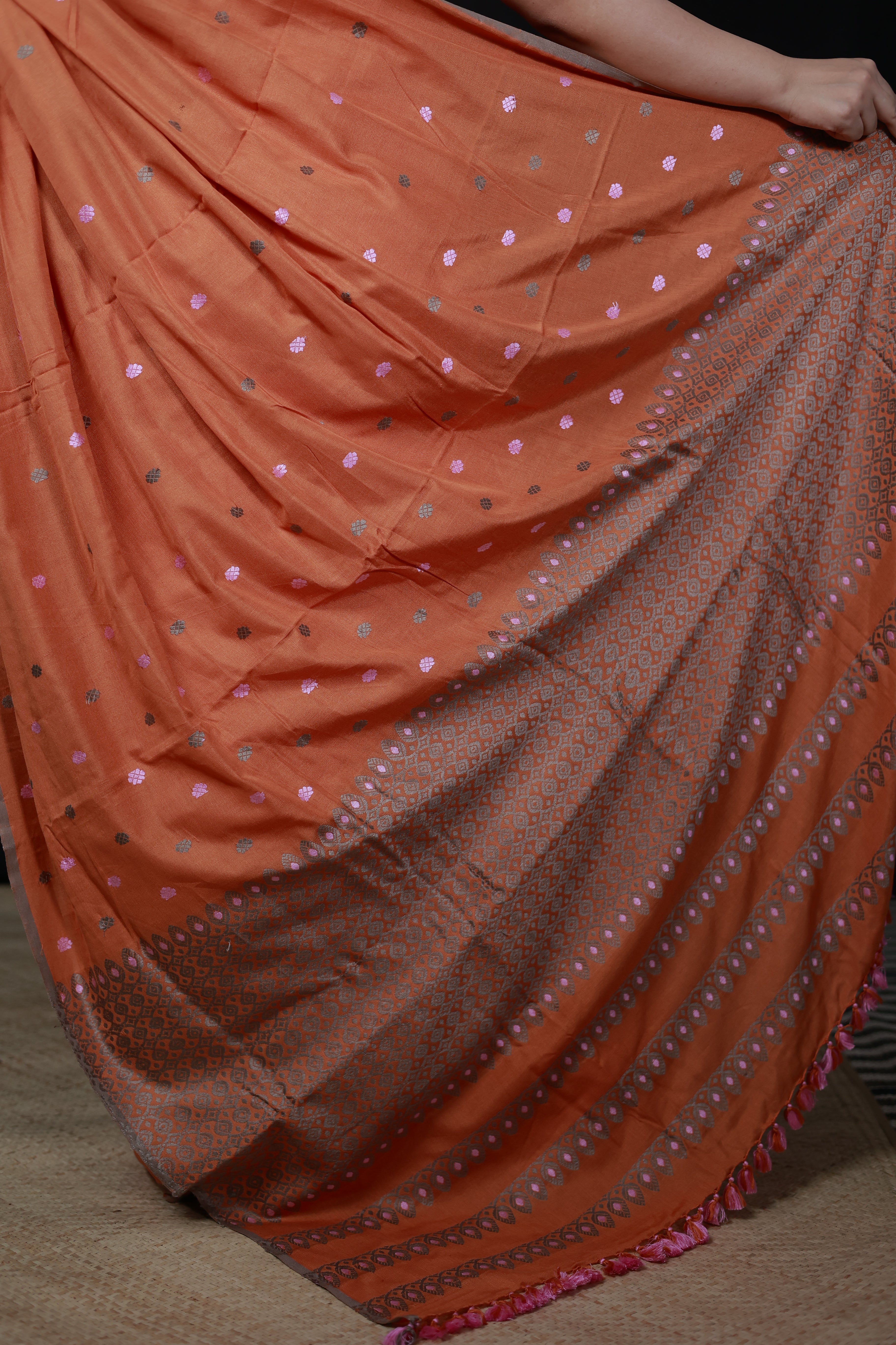 HANDWOVEN NATURAL DYE ASSAM AHIMSA (ERI) SILK SAREE ESS09