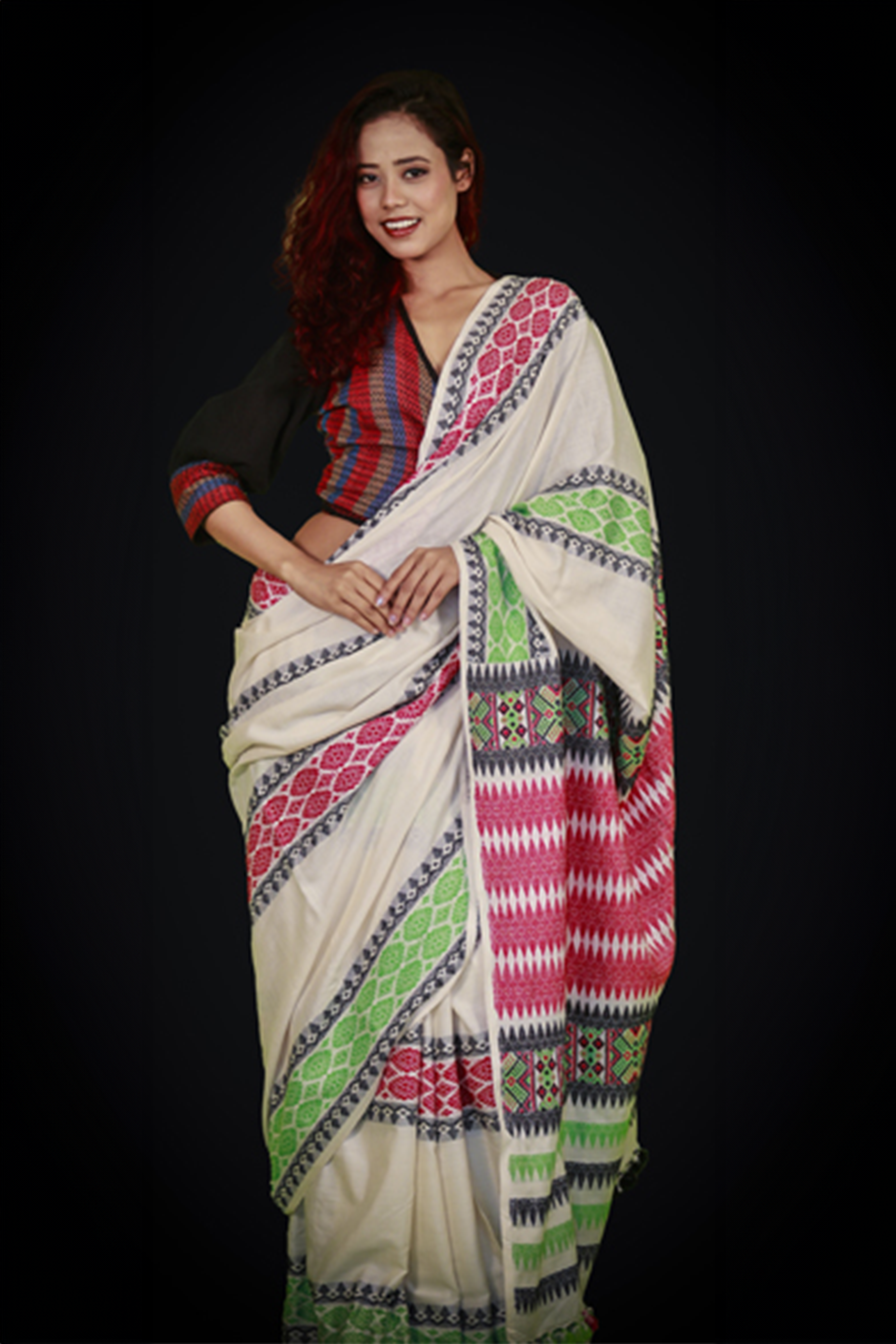 HANDWOVEN NATURAL DYE ASSAM AHIMSA (ERI) SILK SAREE ESS06