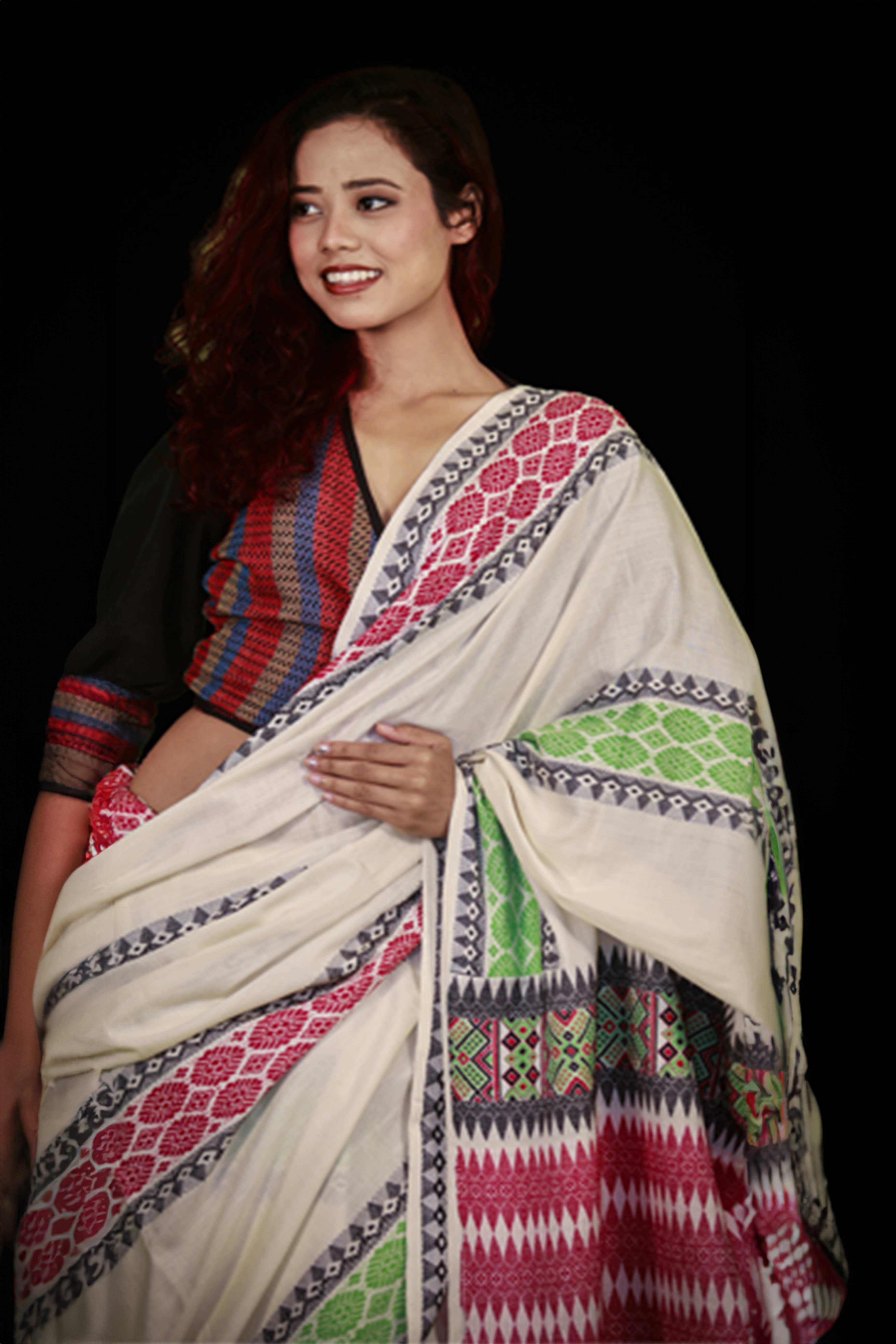 HANDWOVEN NATURAL DYE ASSAM AHIMSA (ERI) SILK SAREE ESS06