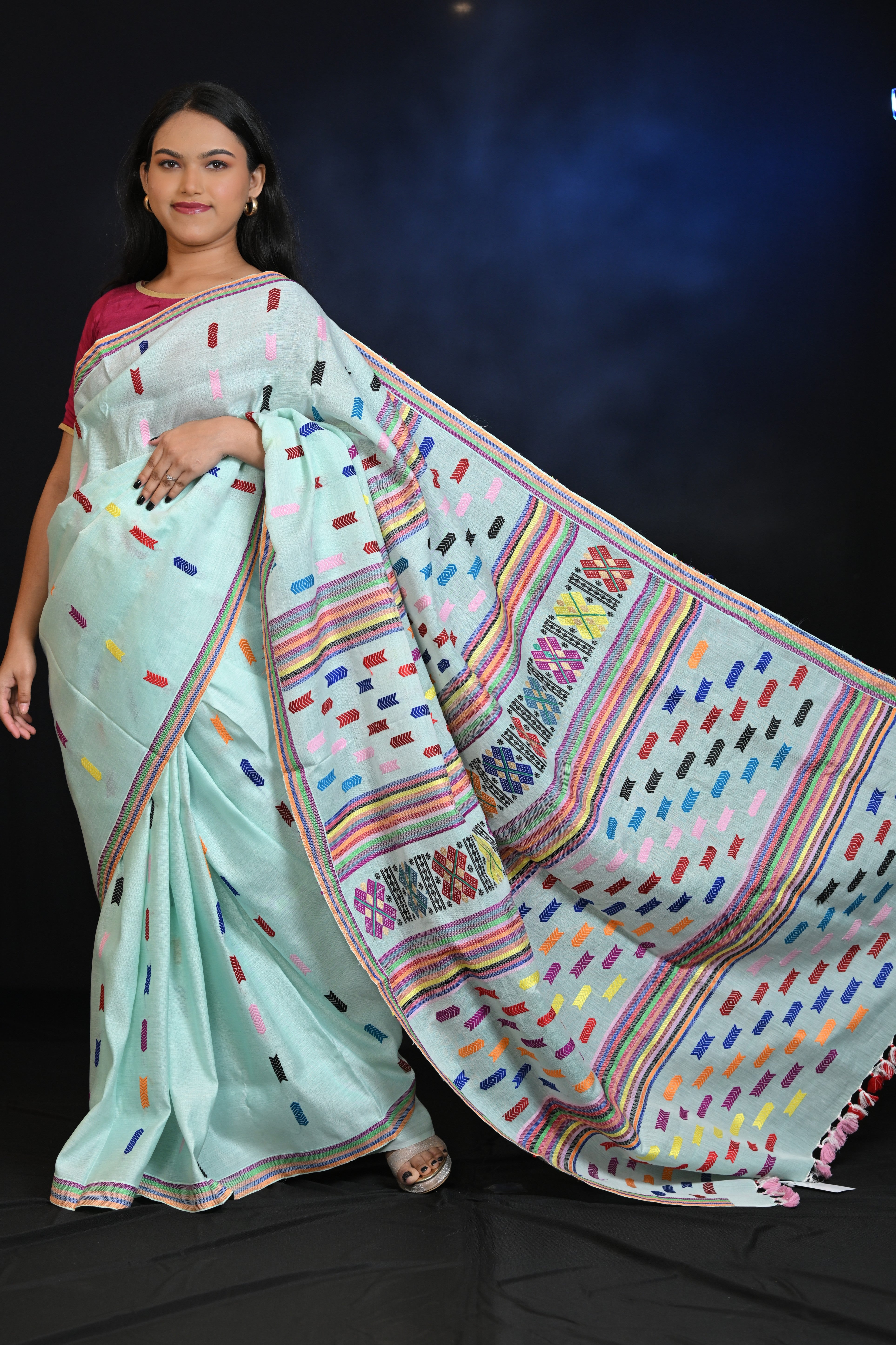 HANDWOVEN ASSAM GI MESSING DESIGN COTTON SAREE CS7632