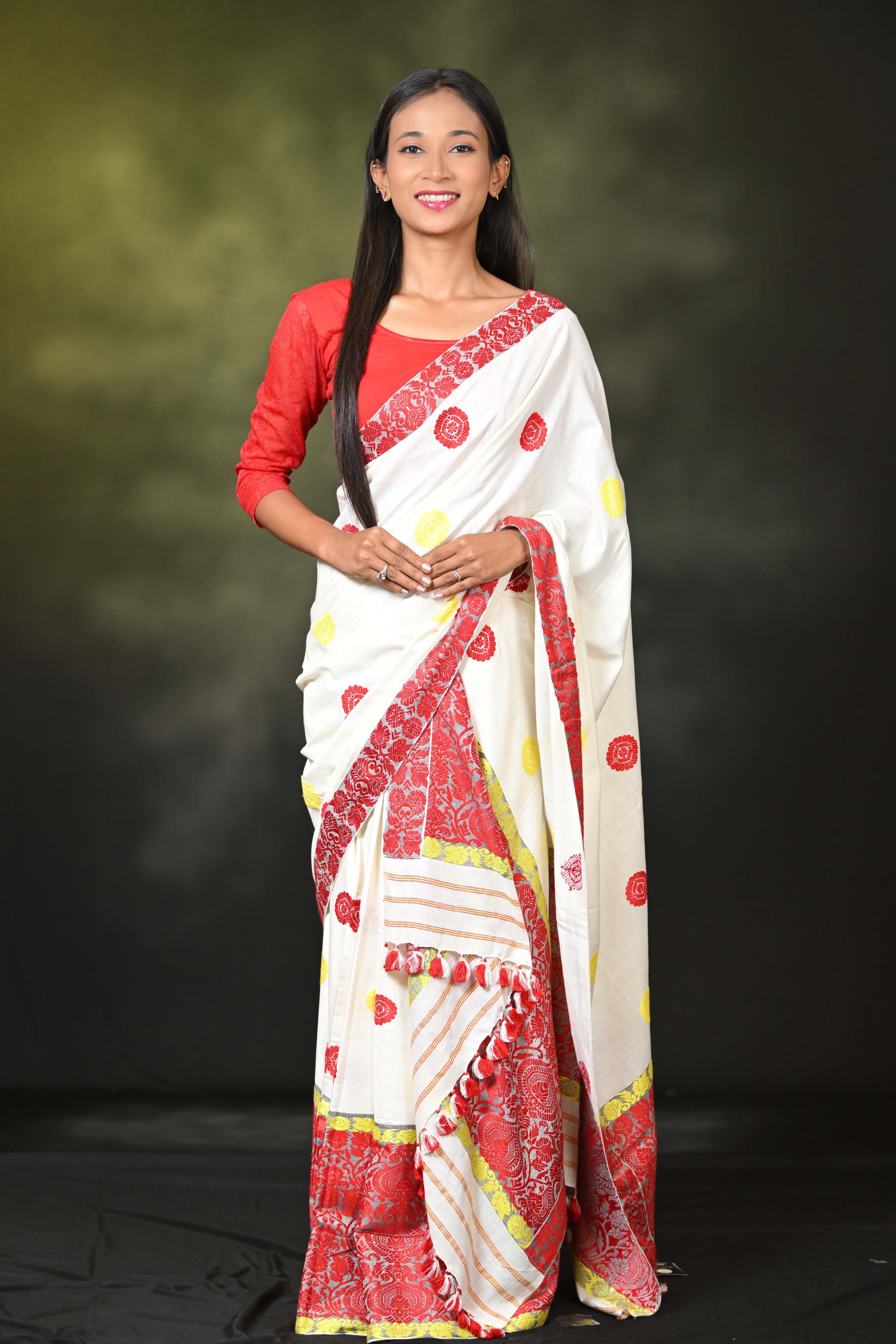 HANDWOVEN ASSAM AHIMSA (ERI) SILK MEKHLA CHADOR ESMC6596