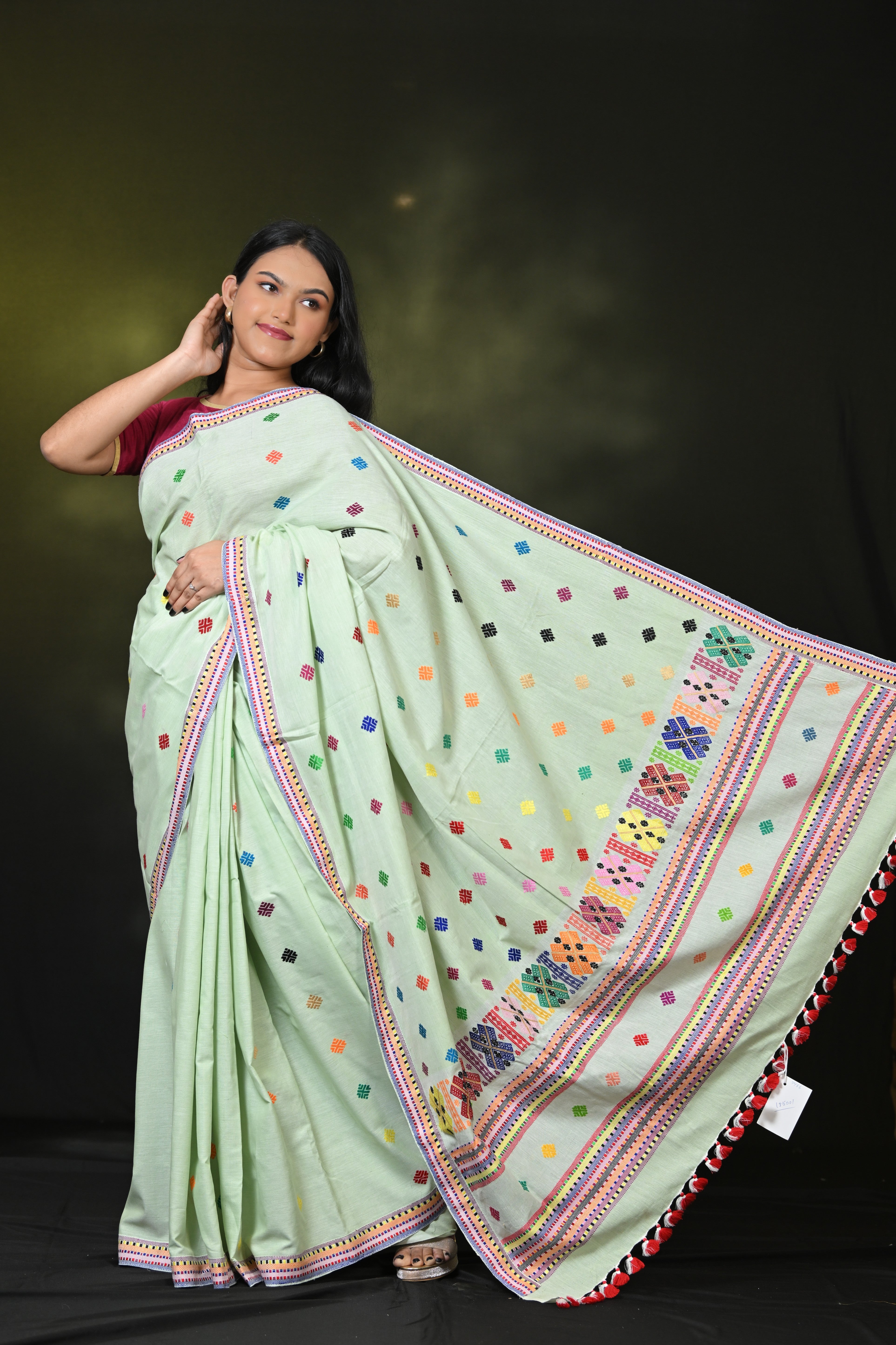 HANDWOVEN ASSAM GI MESSING DESIGN COTTON SAREE CS7456