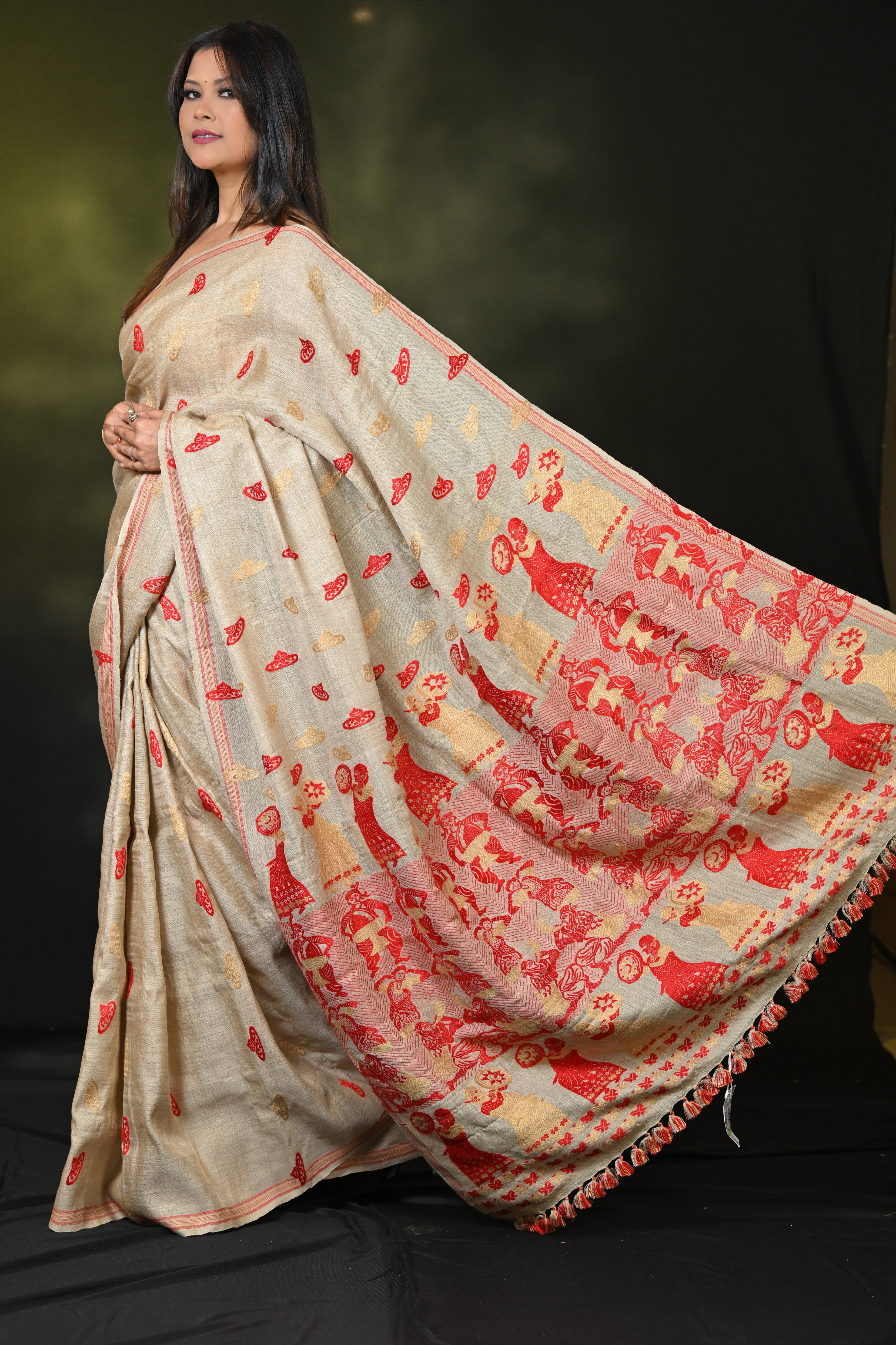 HANDWOVEN ASSAM GI MUGA  SILK SAREE MSS5869