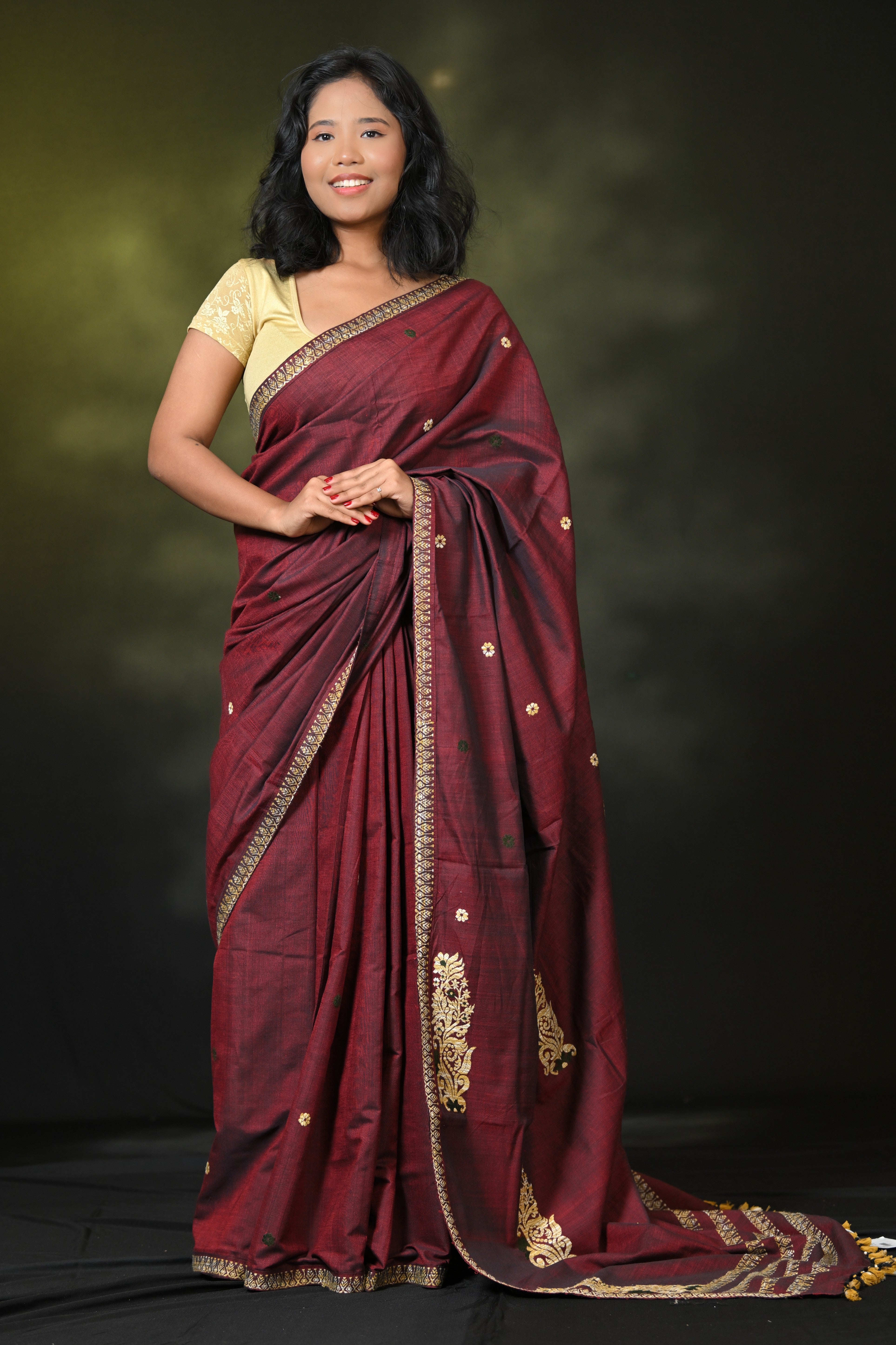 HANDWOVEN  ASSAM COTTON SAREE CS3677