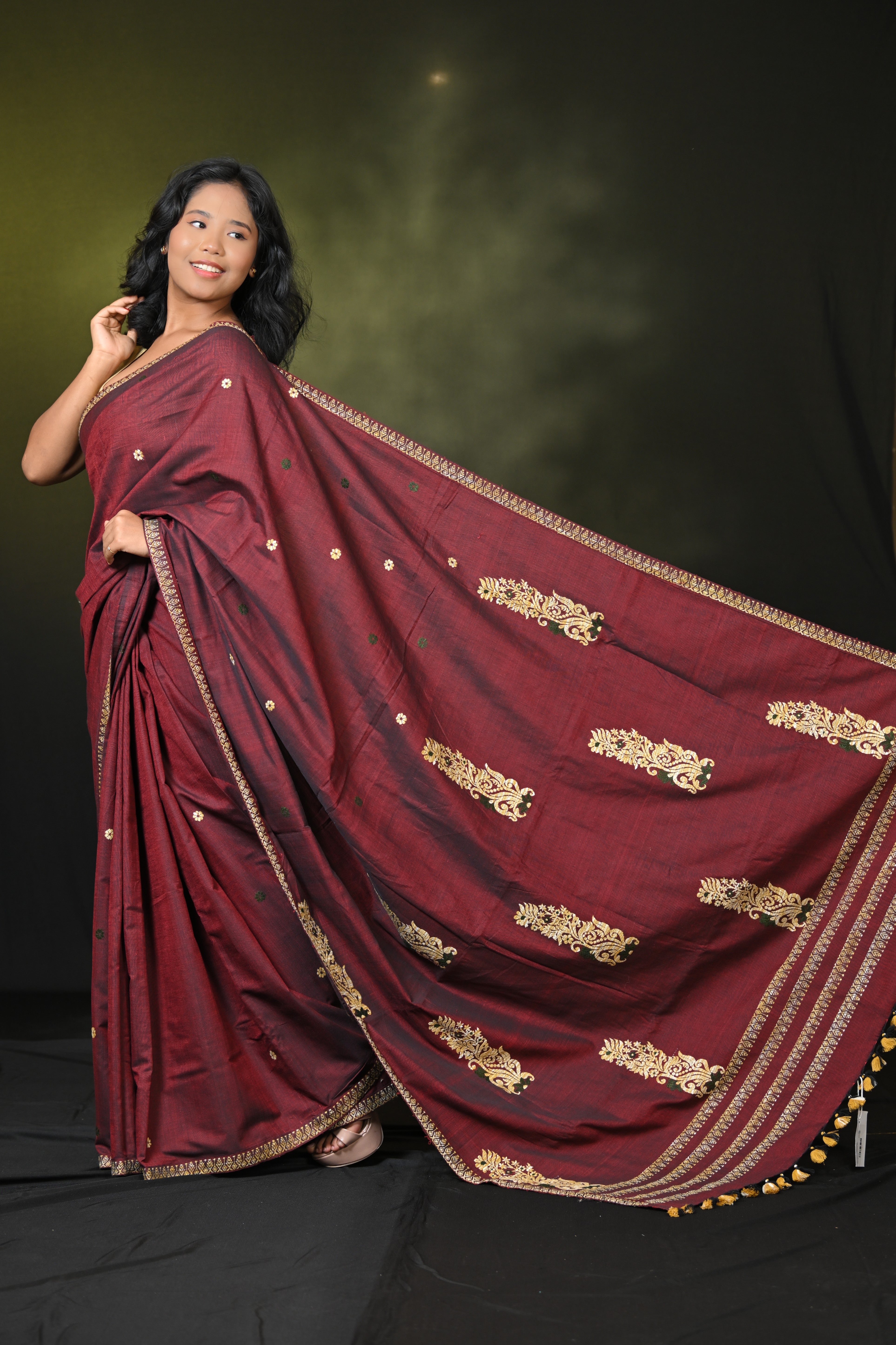 HANDWOVEN  ASSAM COTTON SAREE CS3677