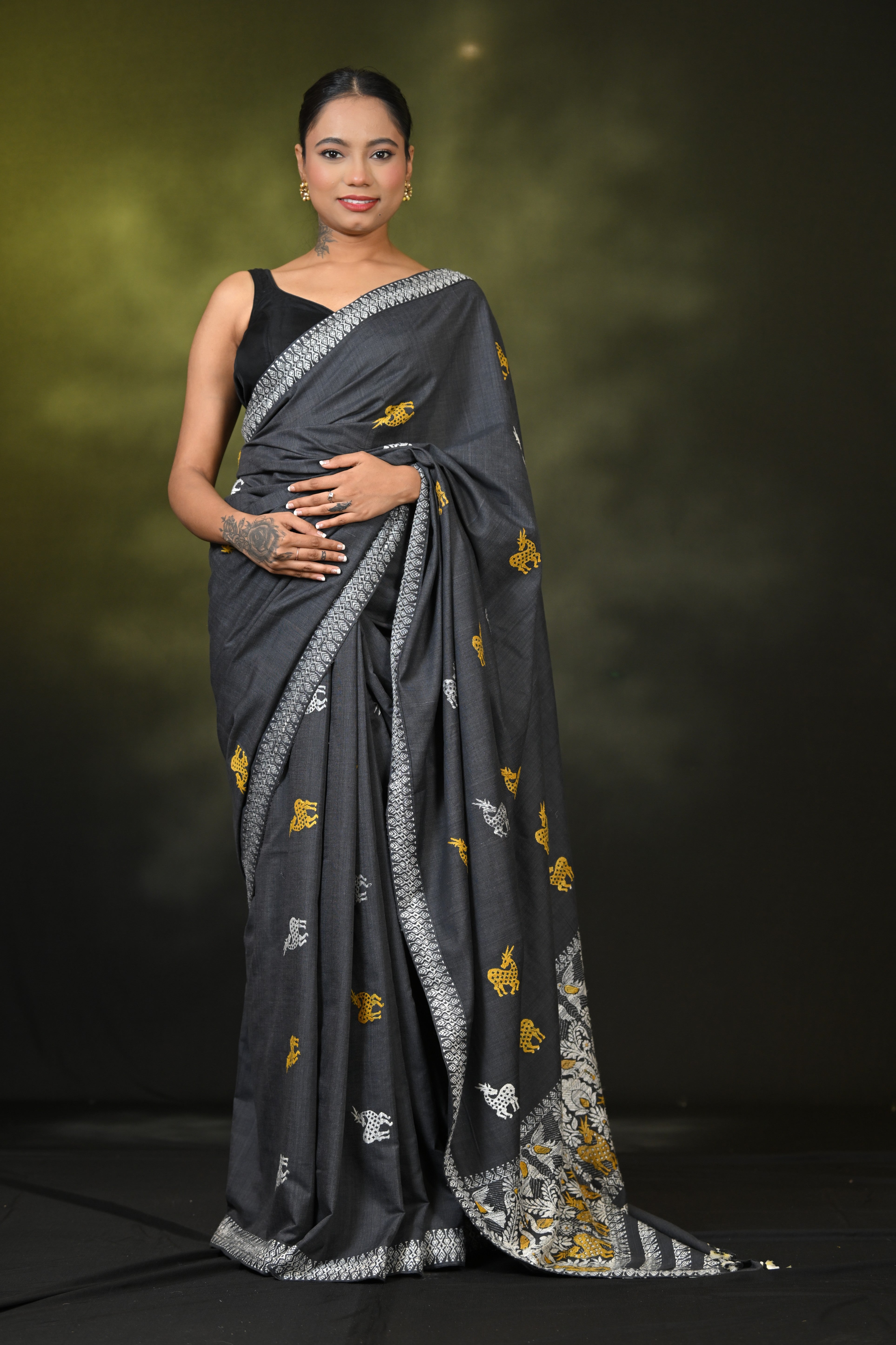 HANDWOVEN NATURAL DYE ASSAM AHIMSA (ERI) SILK SAREE ERS3676