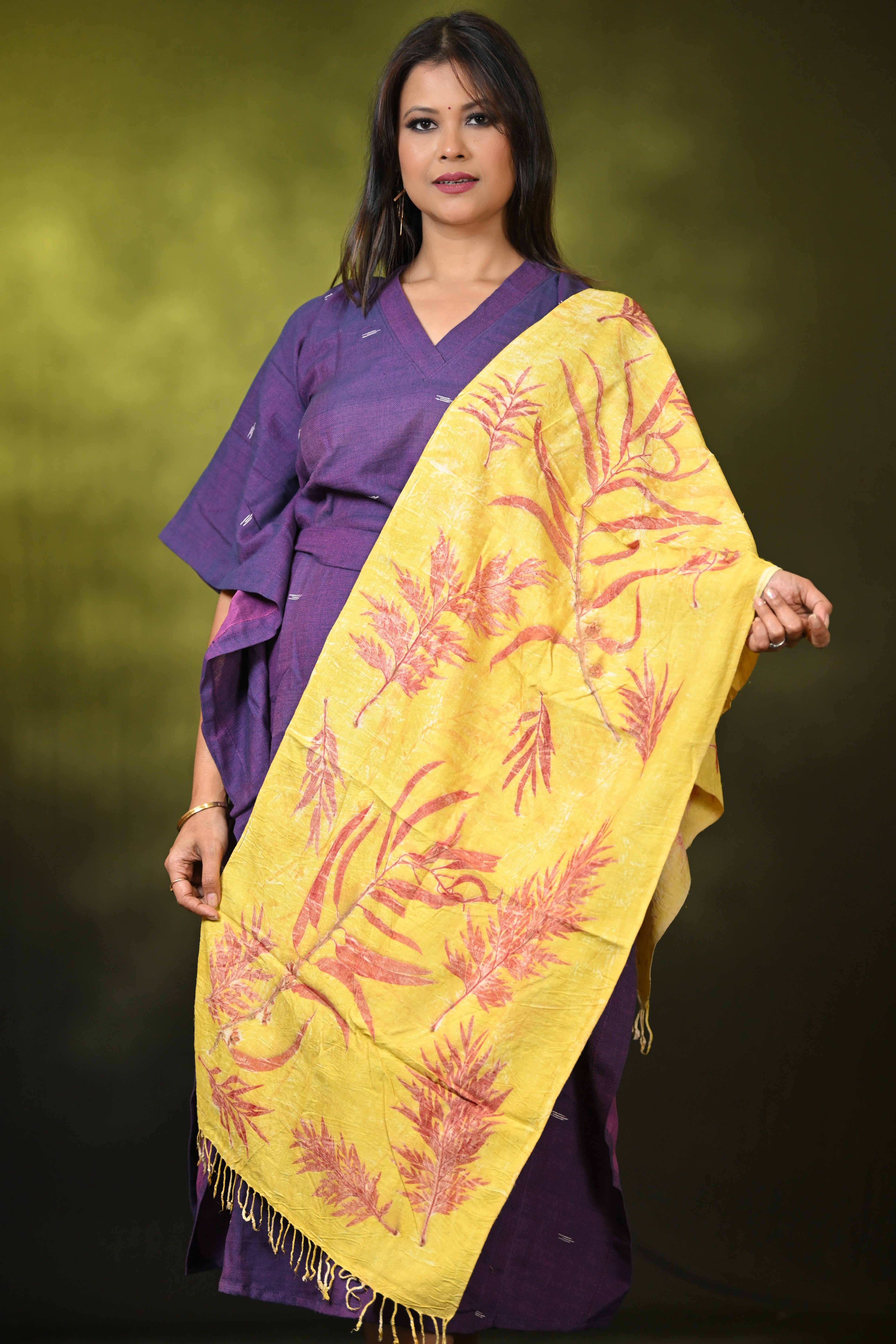 HANDWOVEN ASSAM NATURAL DYE ERI SILK STOLE ESST7756