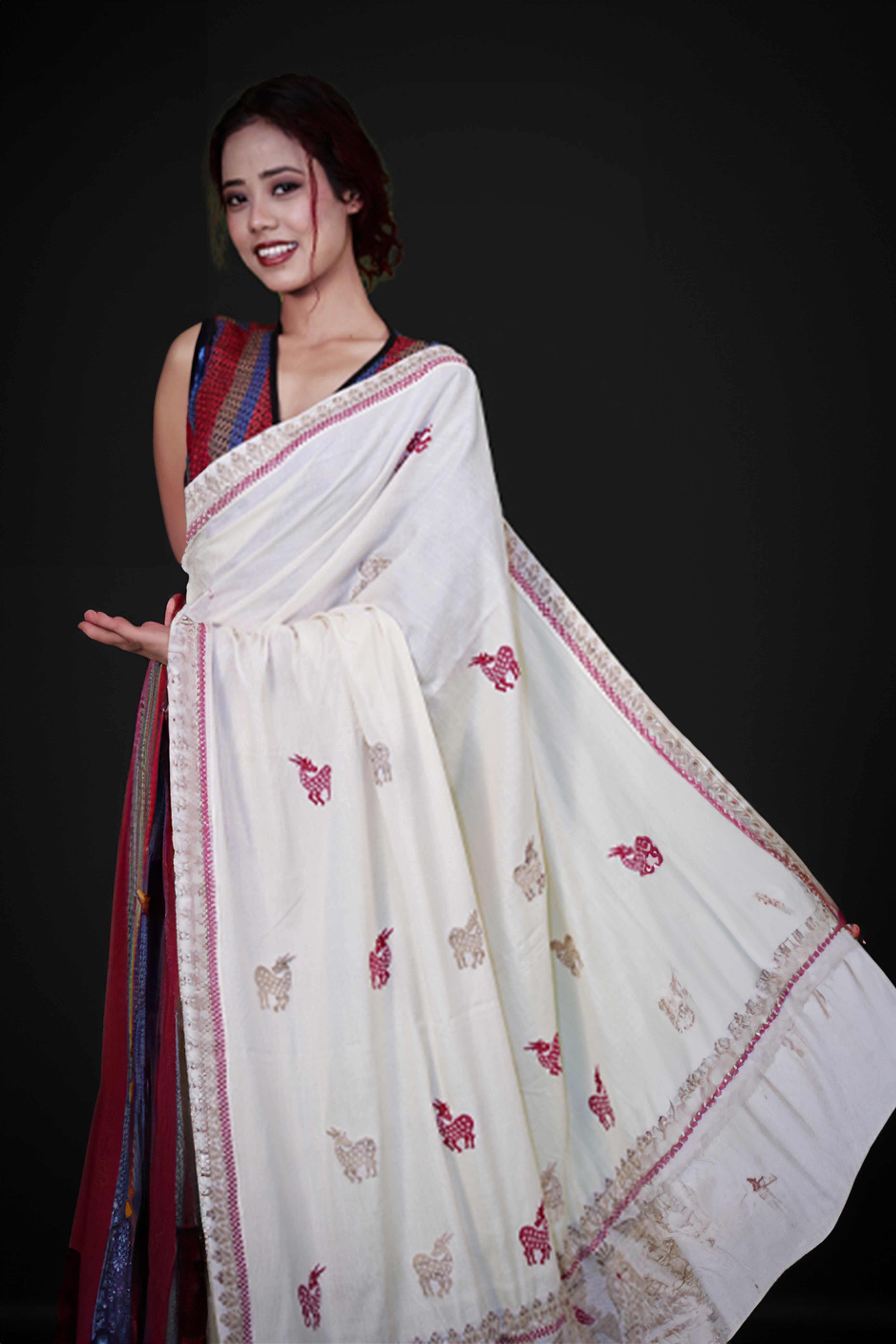 HANDWOVEN NATURAL DYE ASSAM AHIMSA (ERI) SILK SAREE ESS05