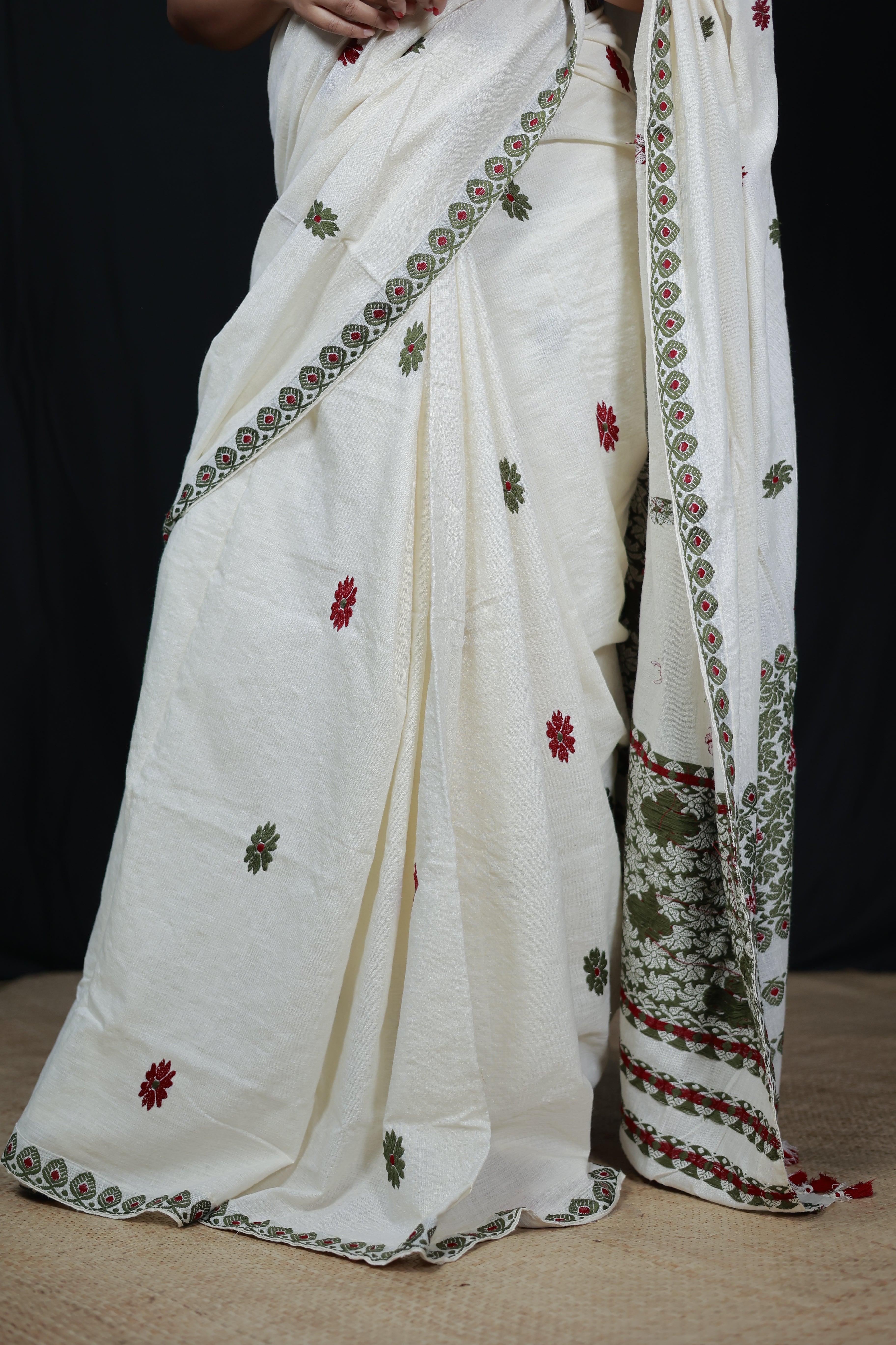 HANDWOVEN NATURAL DYE ASSAM AHIMSA (ERI) SILK SAREE ESS12