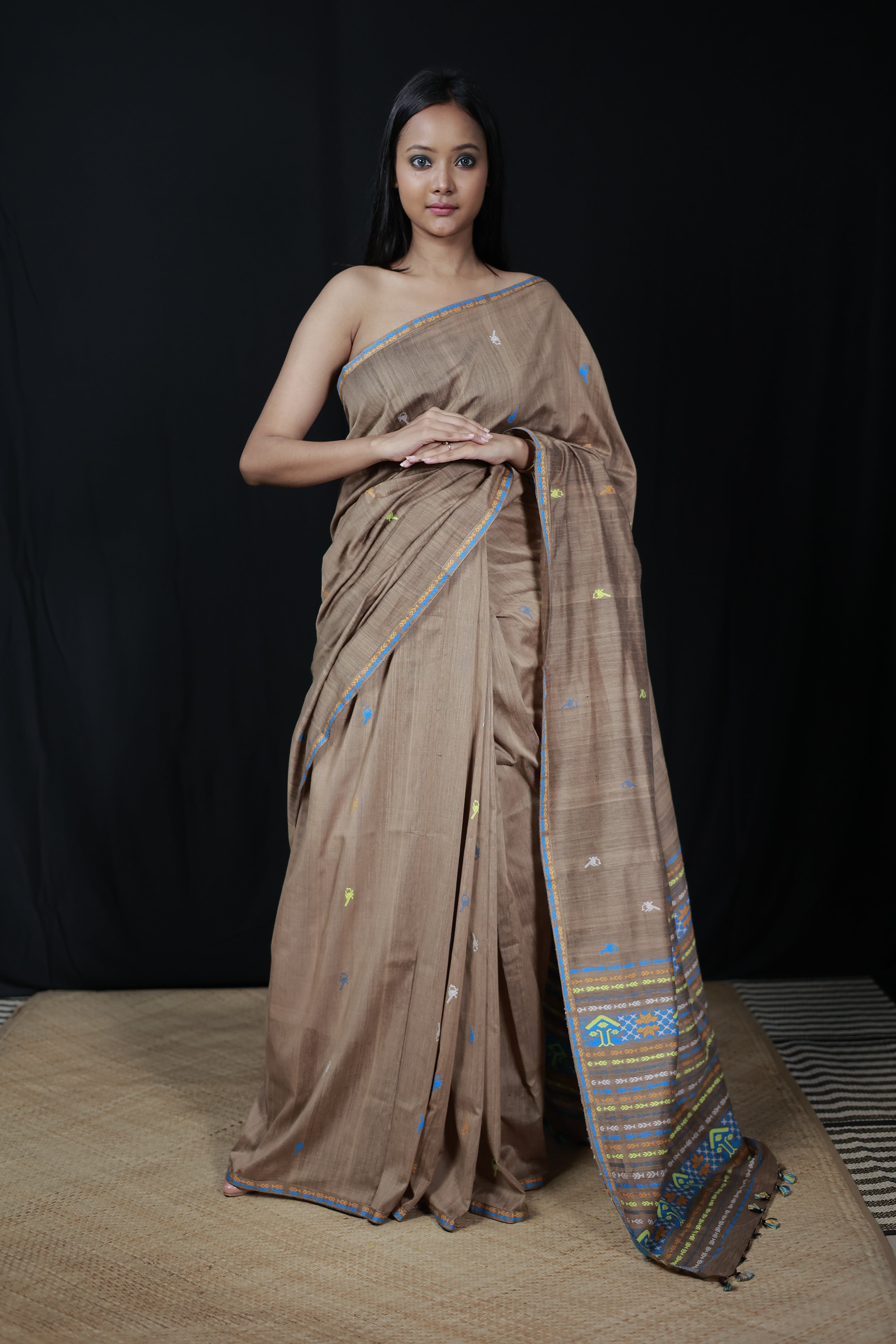 HANDWOVEN NATURAL DYE ASSAM AHIMSA (ERI) SILK SAREE ESS20