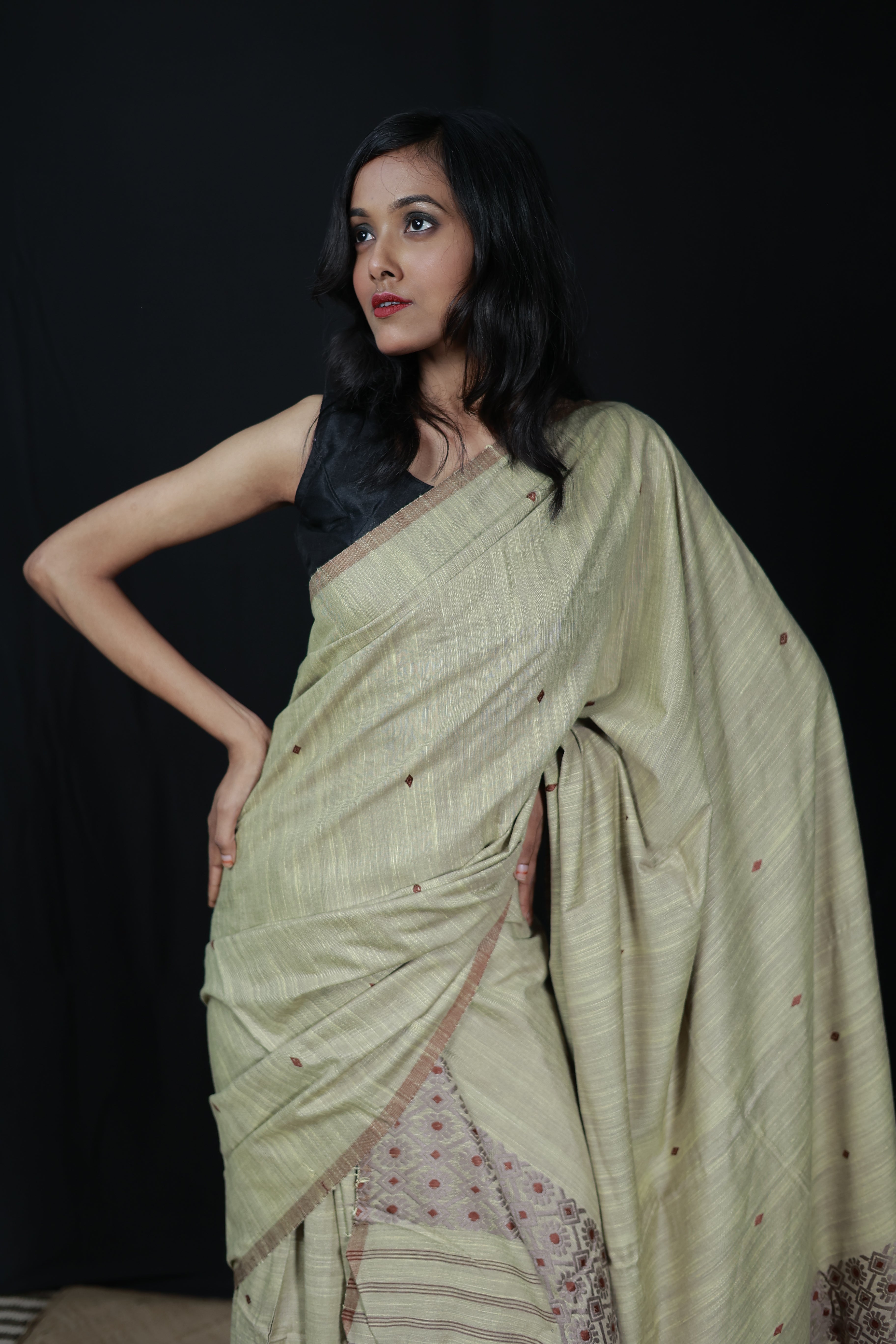 HANDWOVEN ASSAM AHIMSA (ERI) SILK MEKHLA CHADOR ESMC08