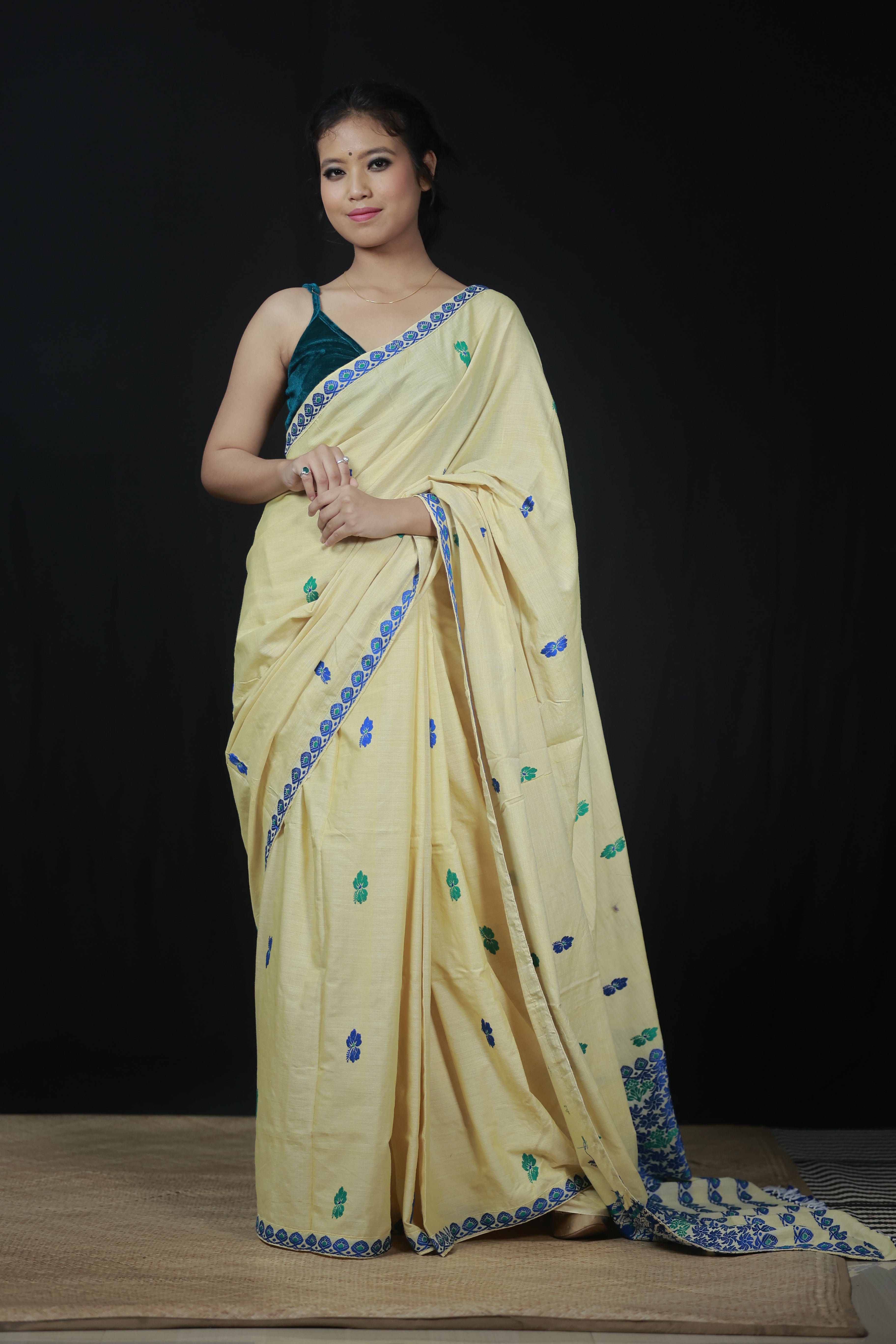 HANDWOVEN NATURAL DYE ASSAM AHIMSA (ERI) SILK SAREE ESS14