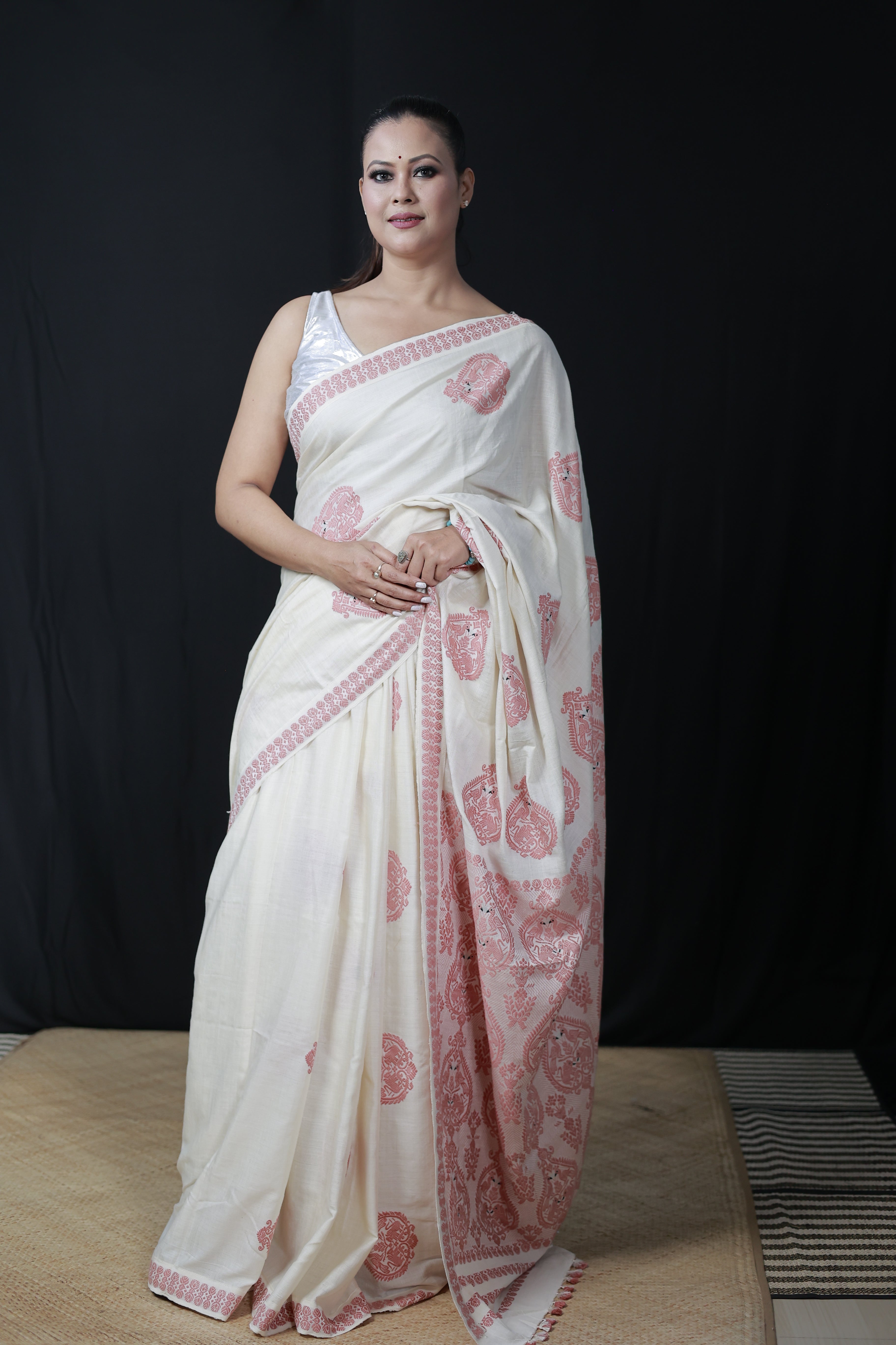 HANDWOVEN NATURAL DYE ASSAM AHIMSA (ERI) SILK SAREE ESS18