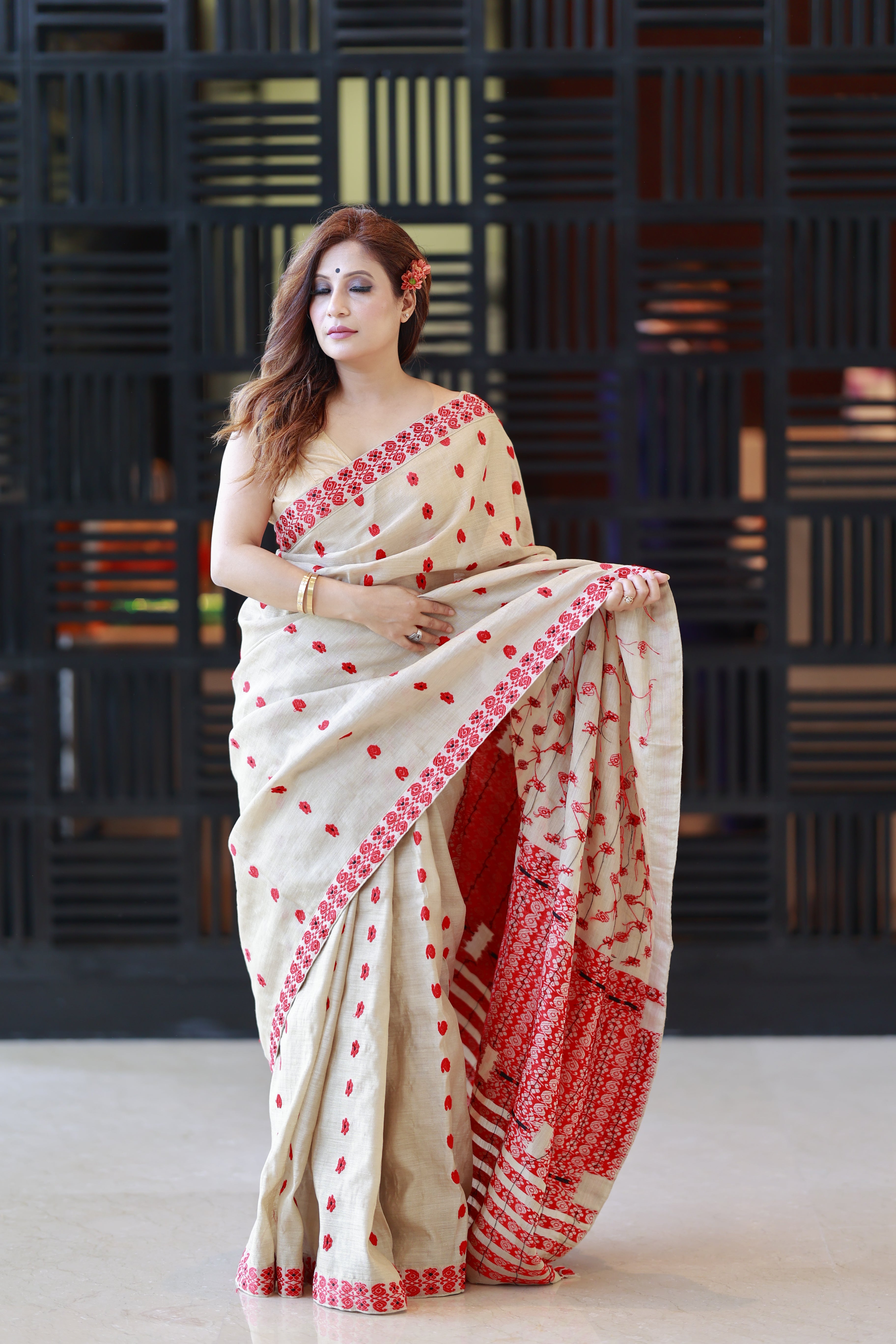 HANDWOVEN ASSAM GI MUGA SILK SAREE MSS05