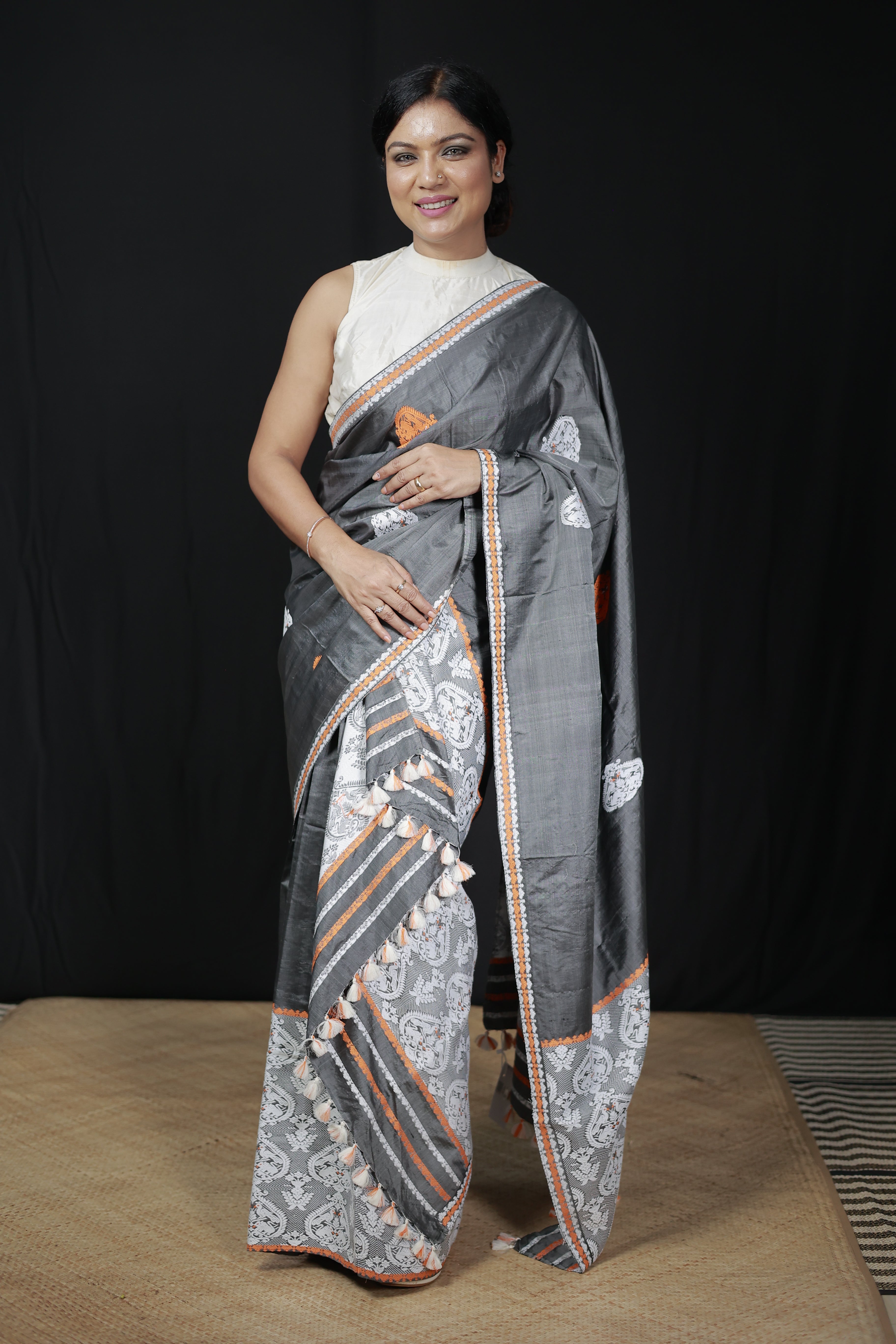 HANDWOVEN ASSAM PAT SILK MEKHALA CHADOR ASMC09