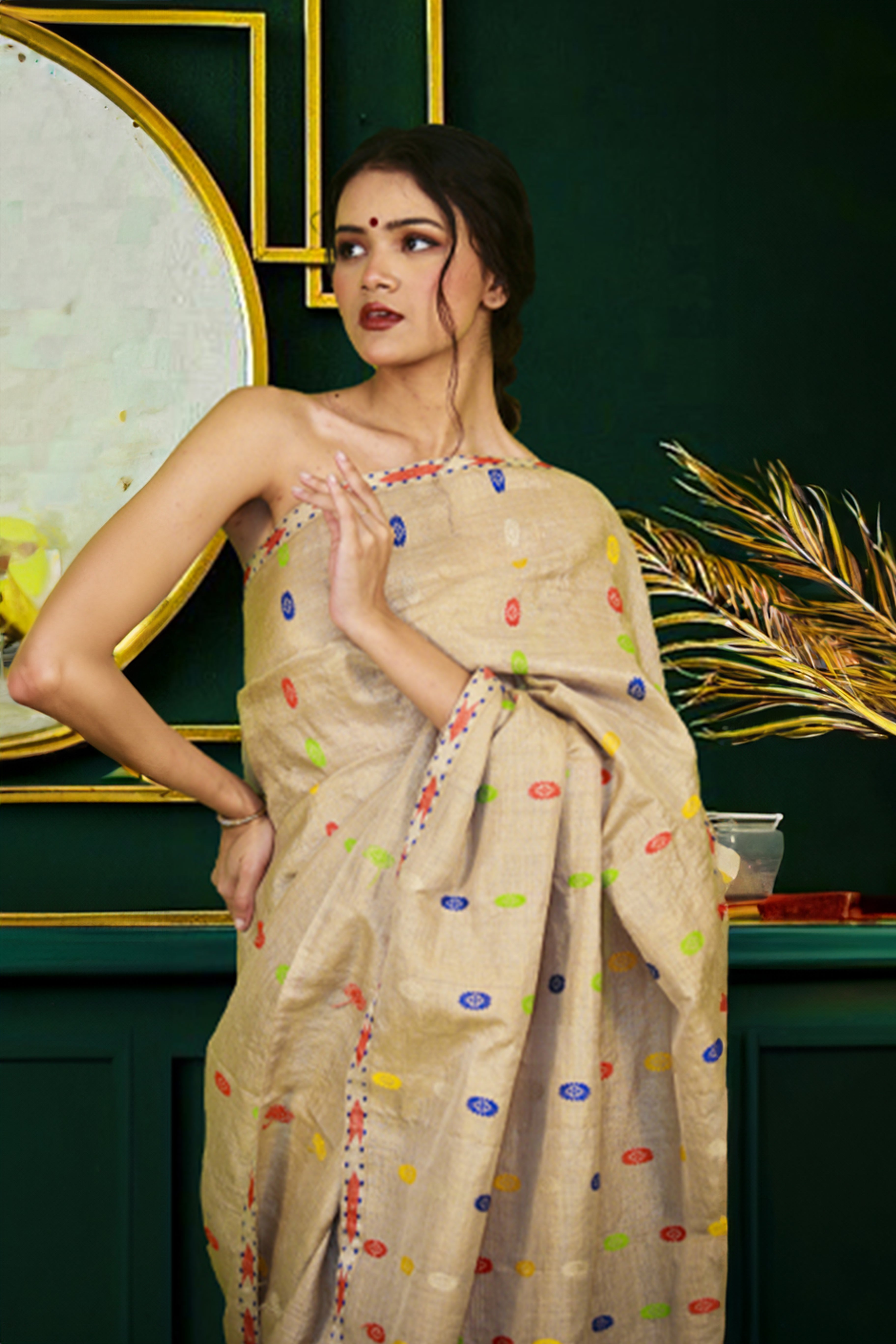 HANDWOVEN ASSAM GI MUGA SILK SAREE MSS07